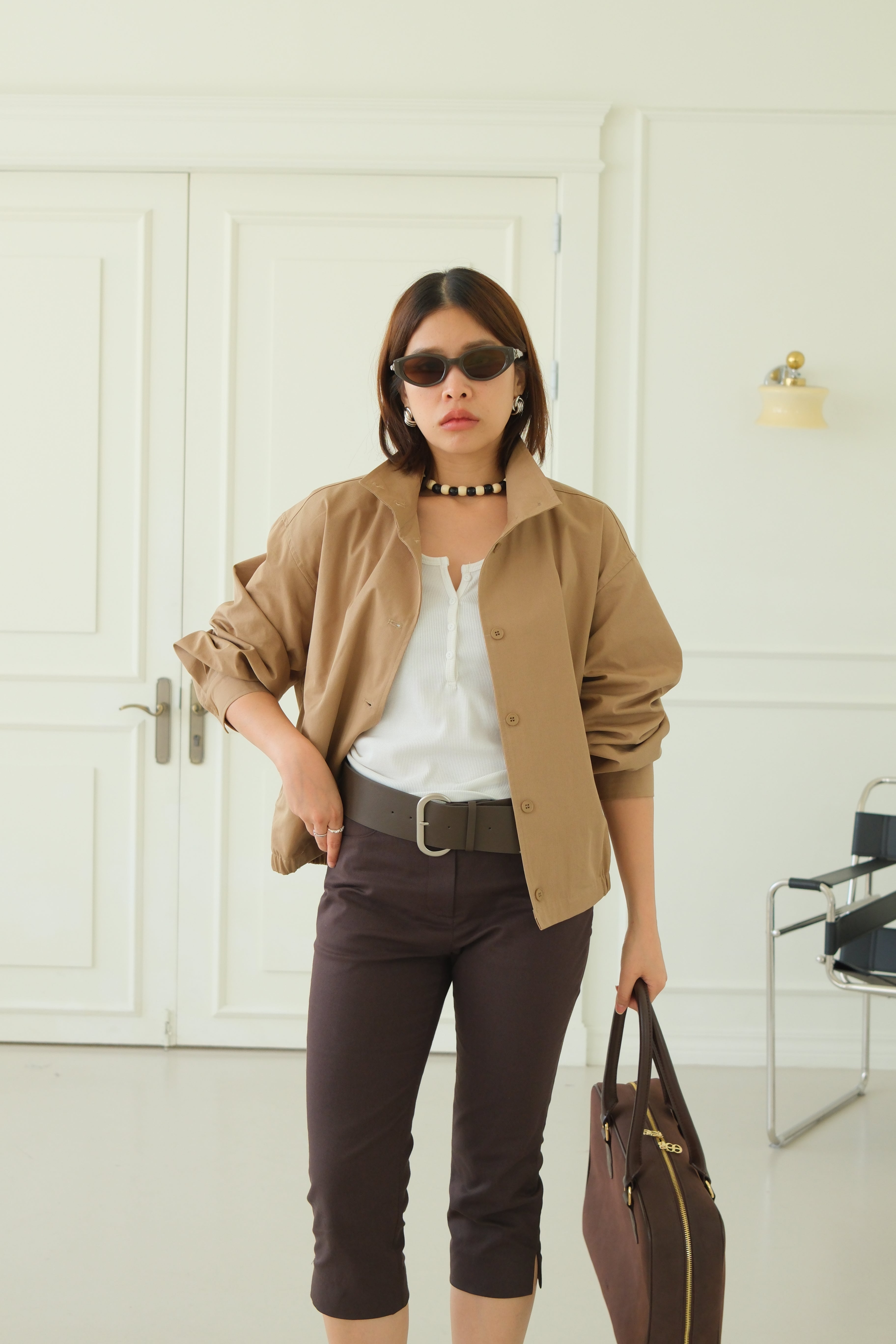 Quin funnel-neck bomber jacket