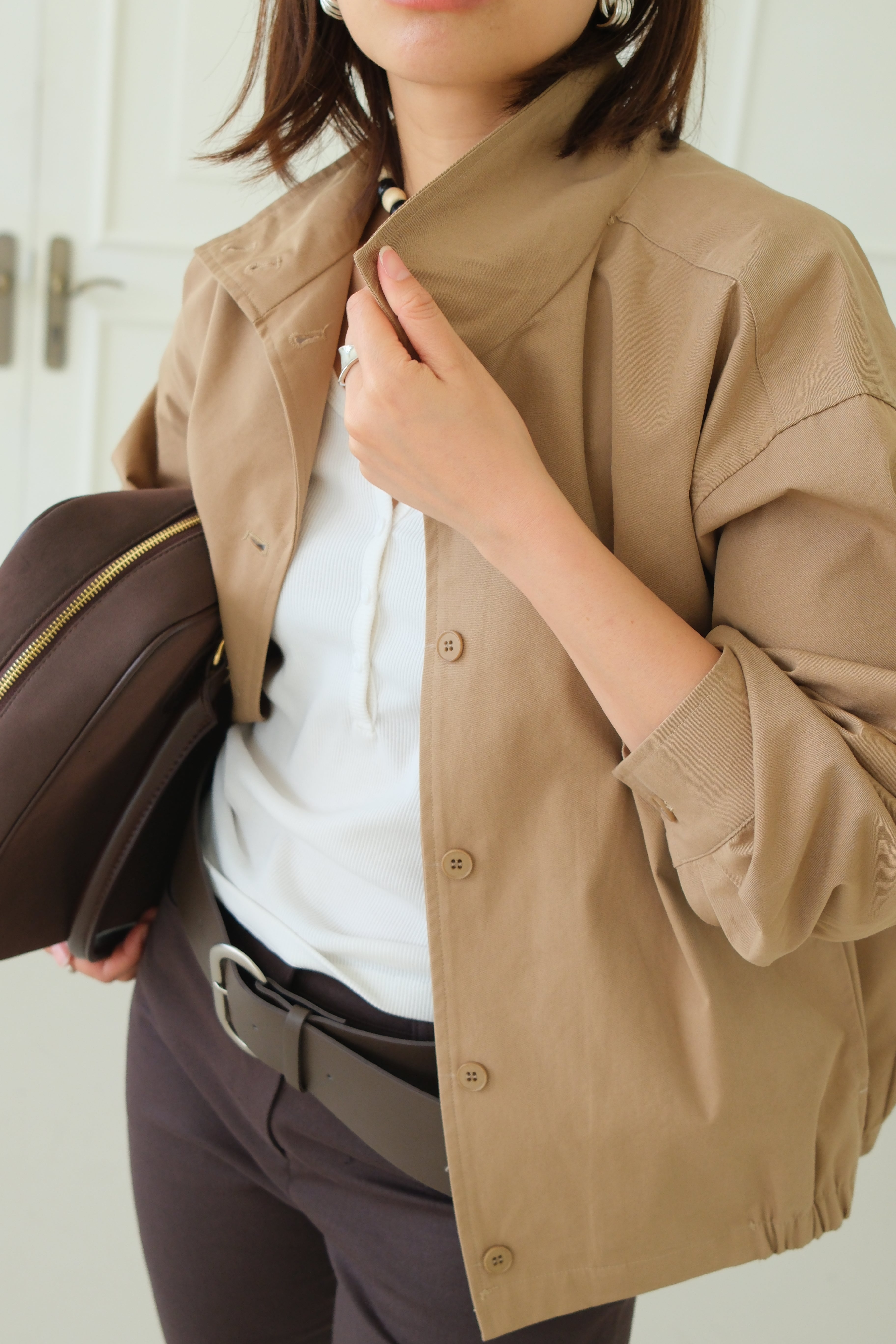 Quin funnel-neck bomber jacket