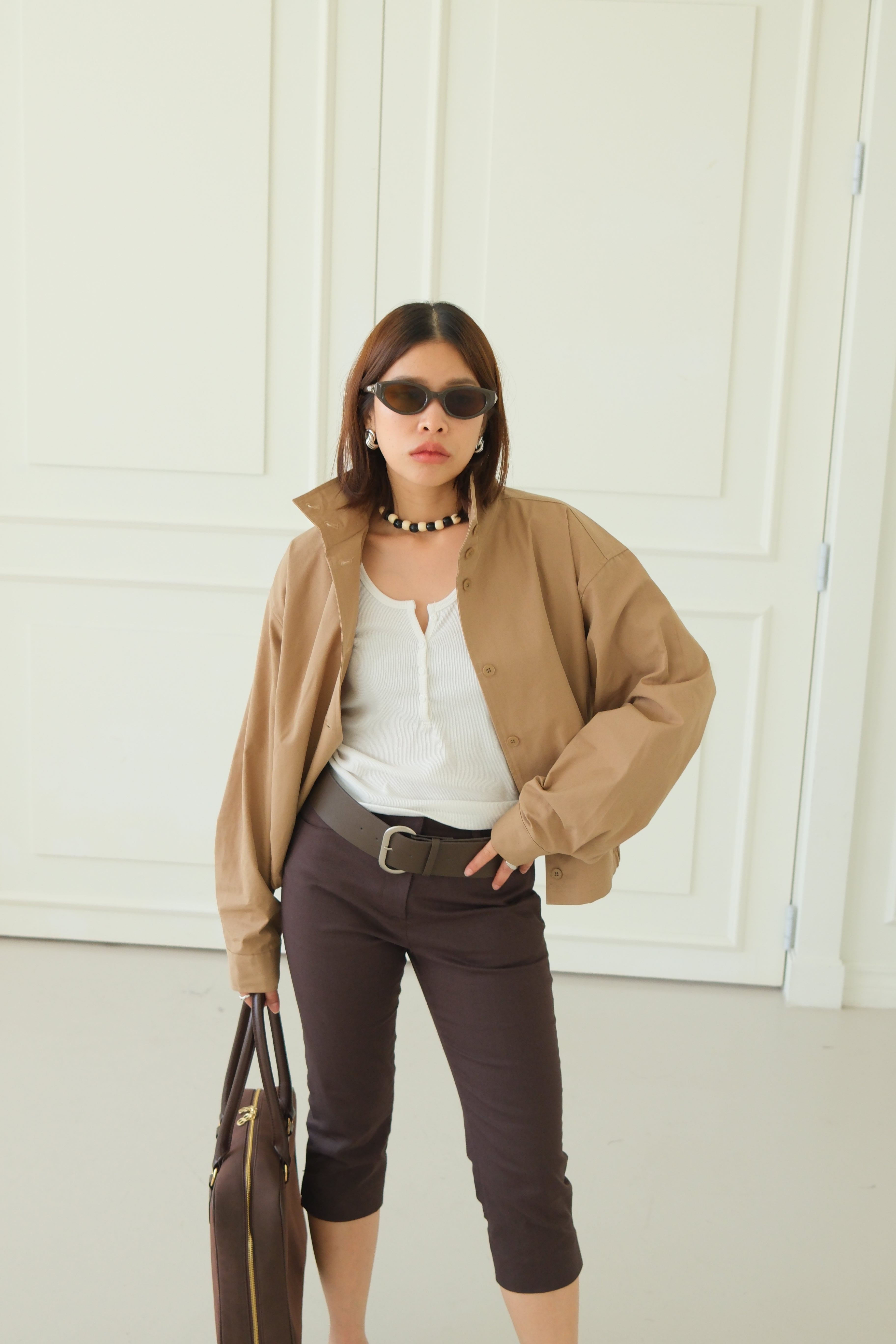Quin funnel-neck bomber jacket