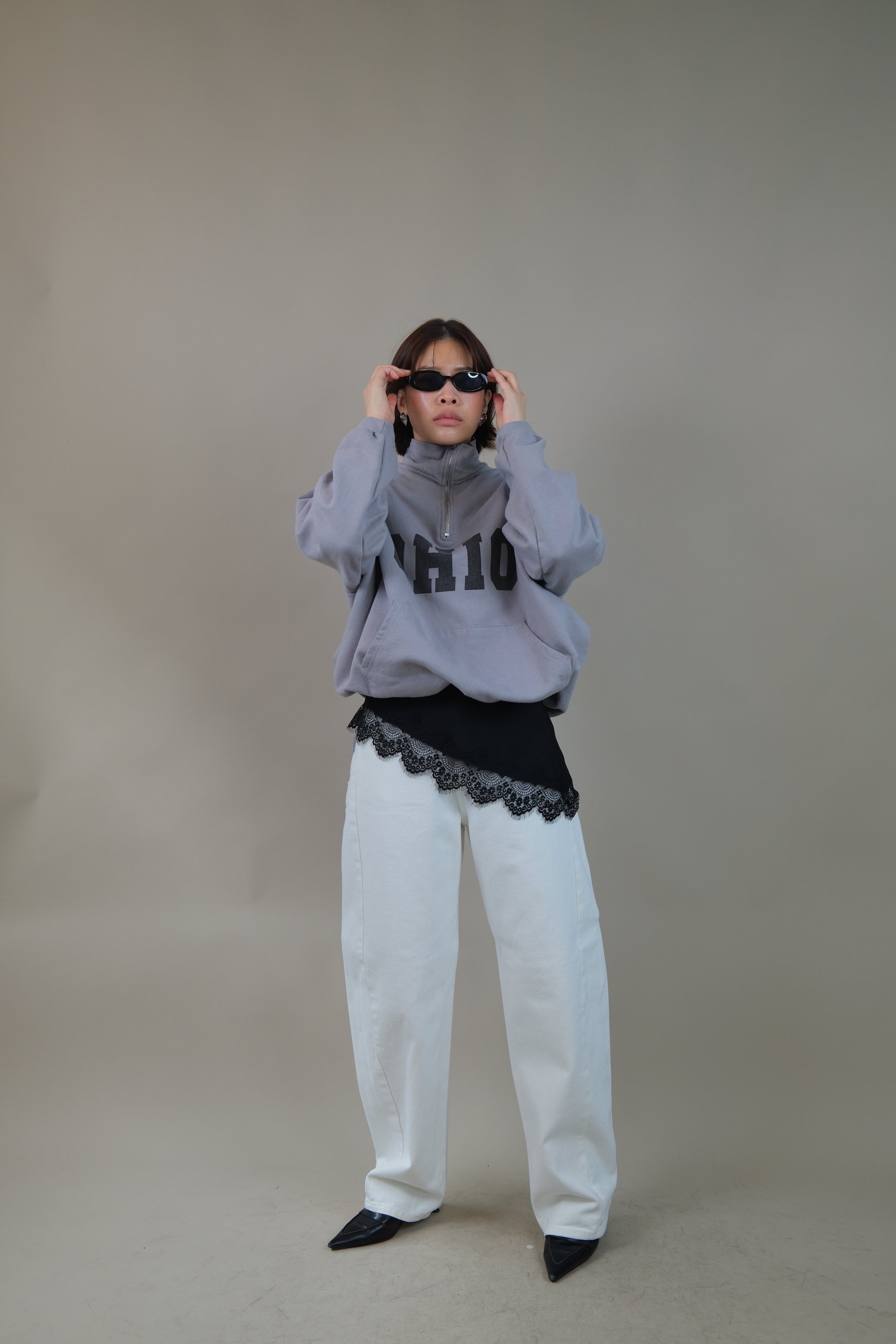 OHIO half zip mock neck sweatshirt