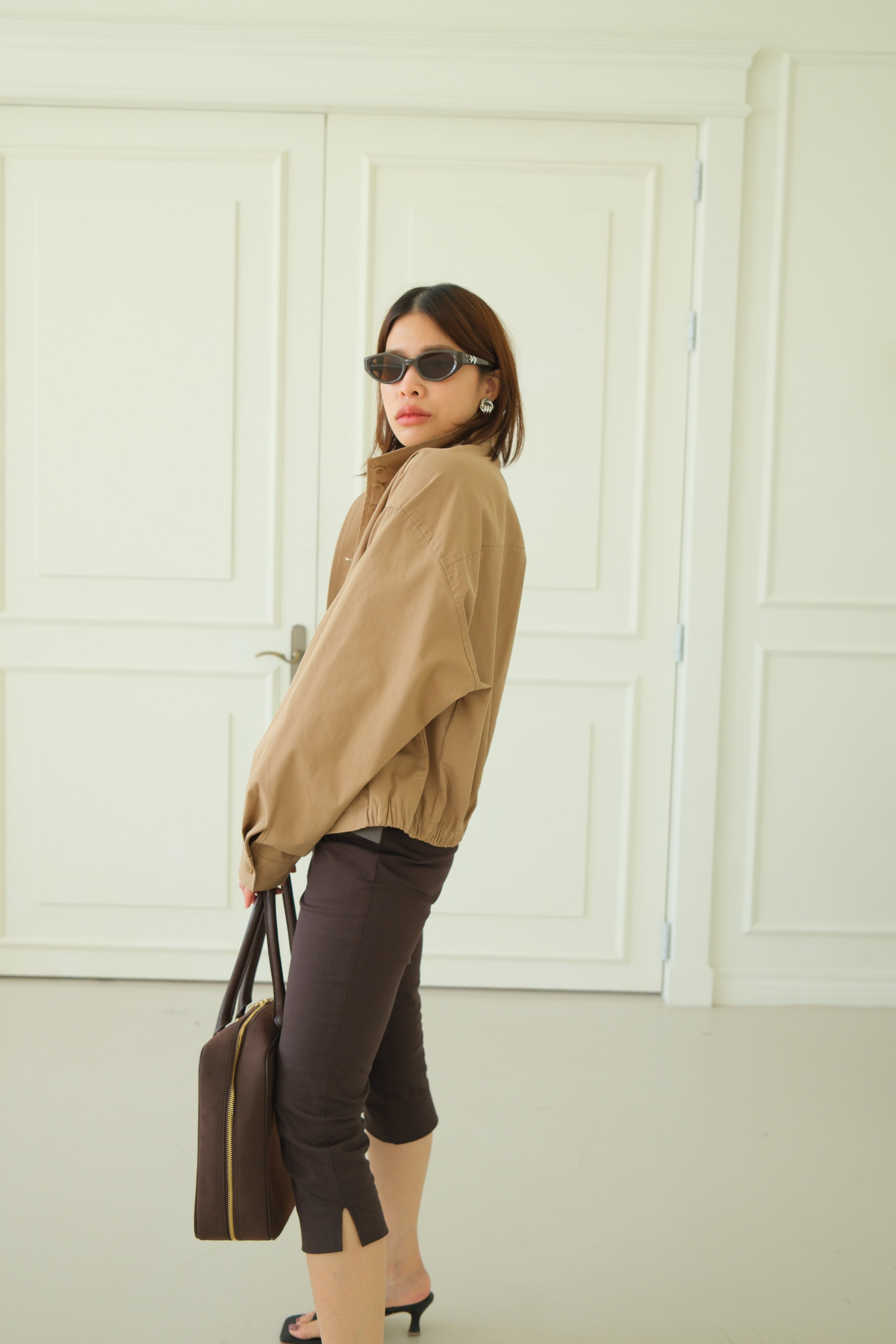 Quin funnel-neck bomber jacket