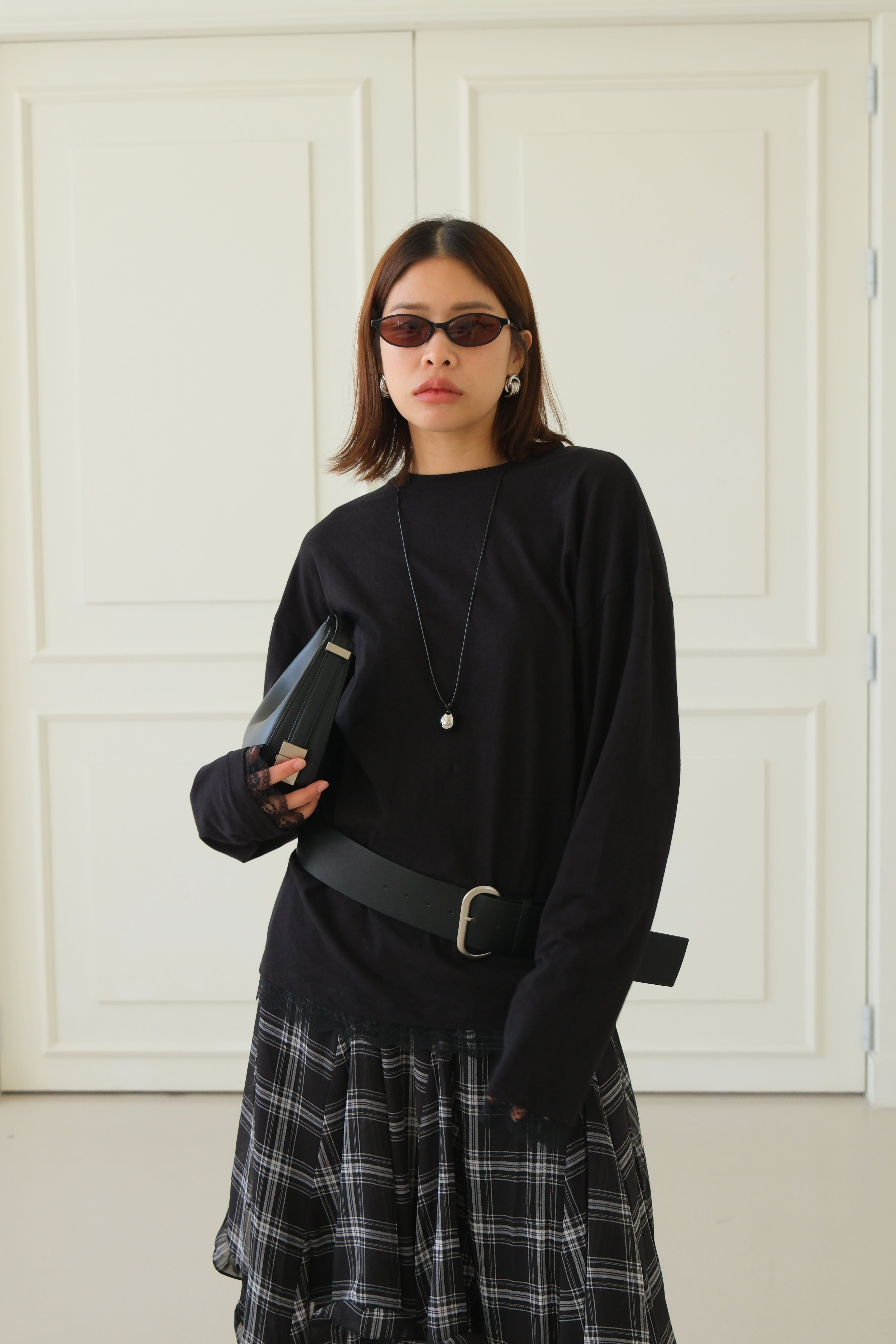 lace trim long-sleeve soft tee