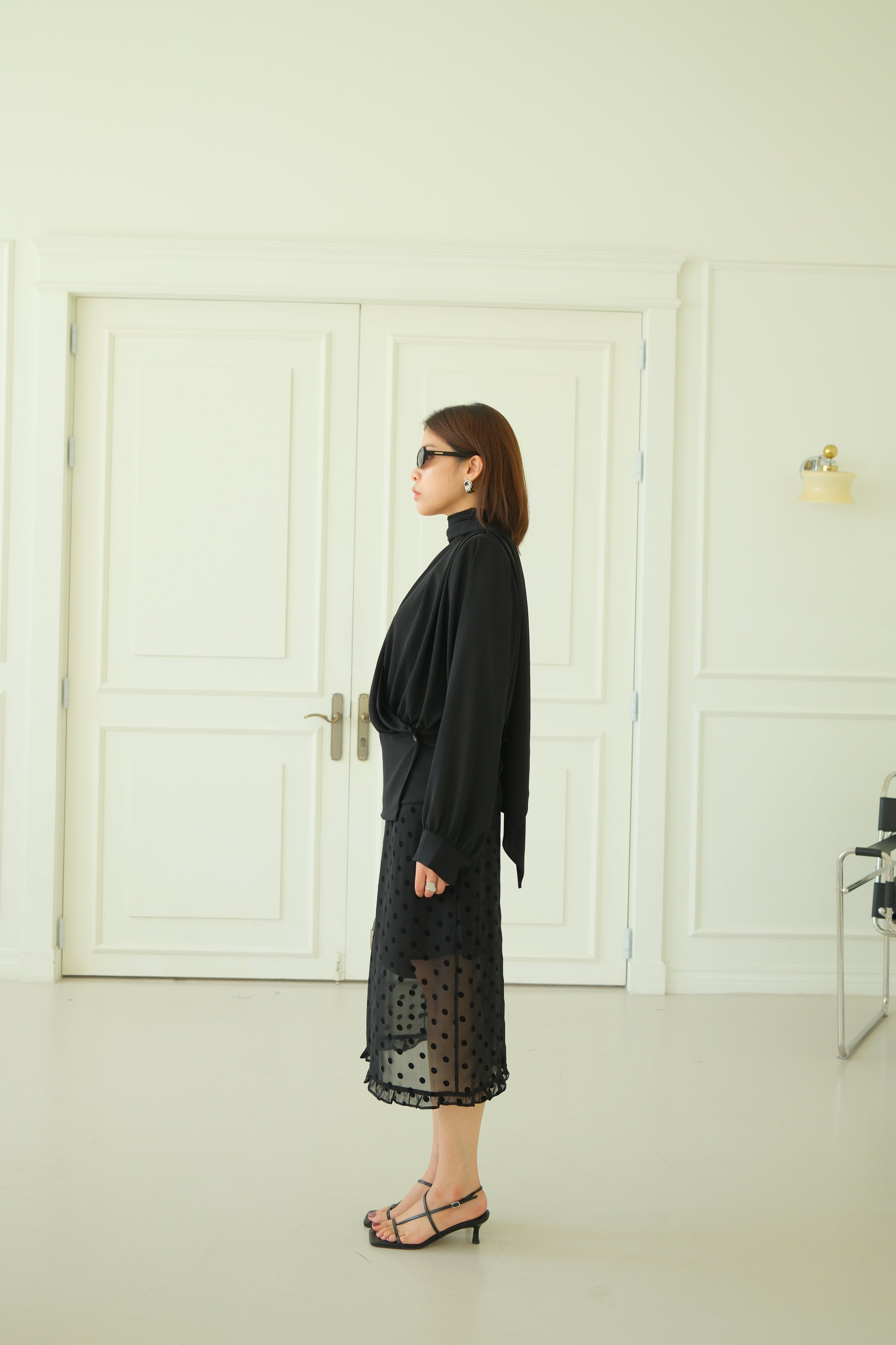 Lalis Scarf shirring wrap blouse