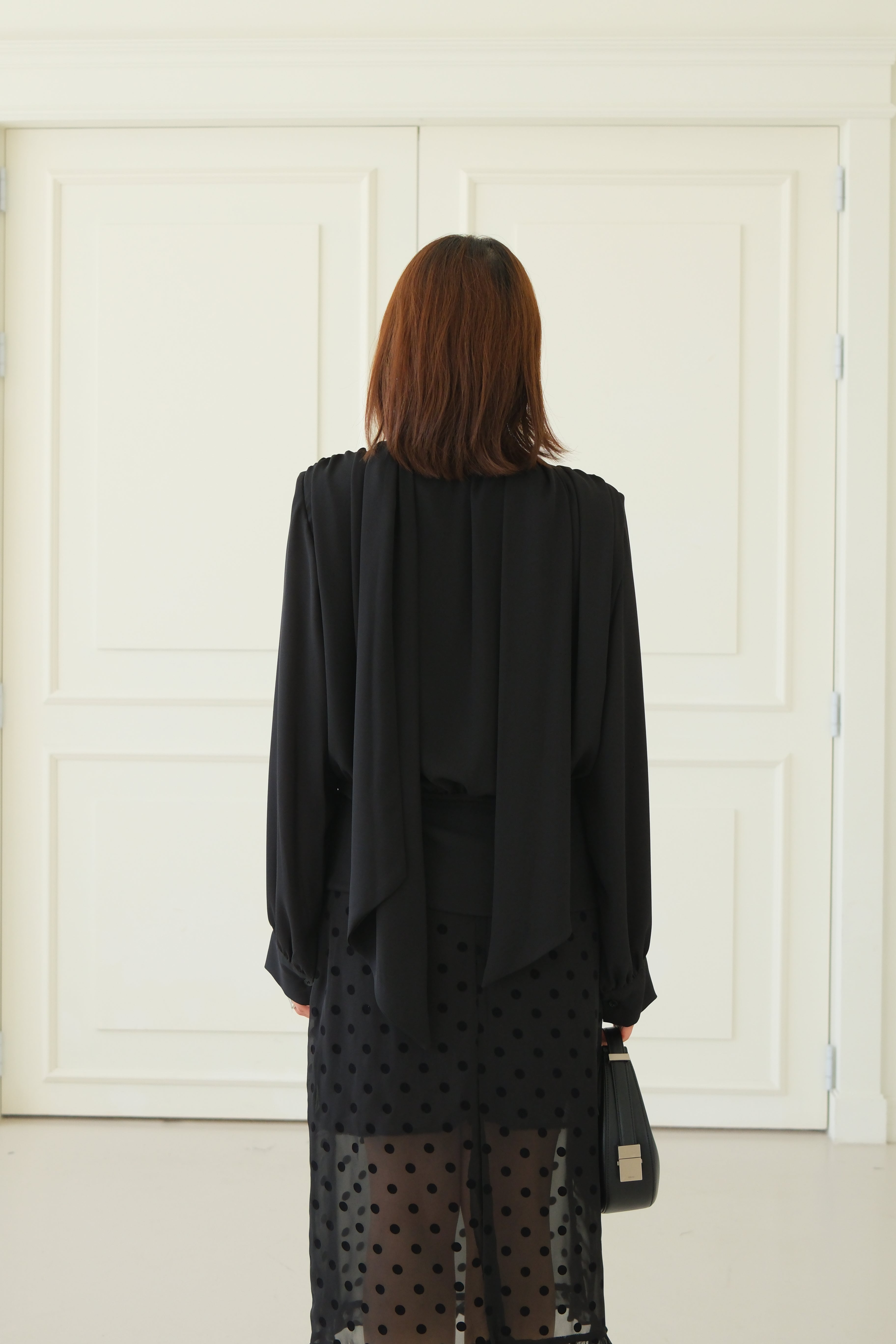 Lalis Scarf shirring wrap blouse