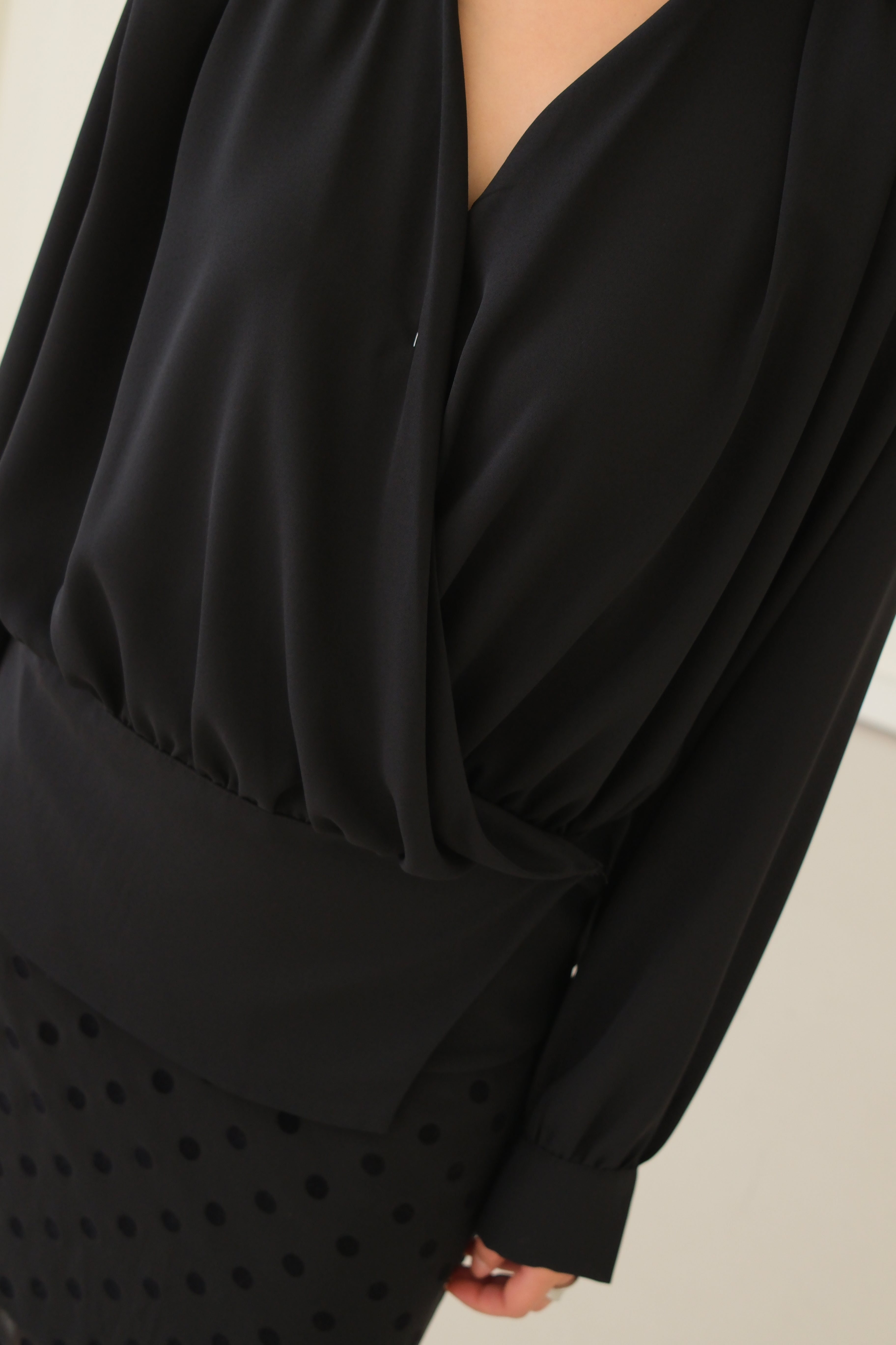 Lalis Scarf shirring wrap blouse