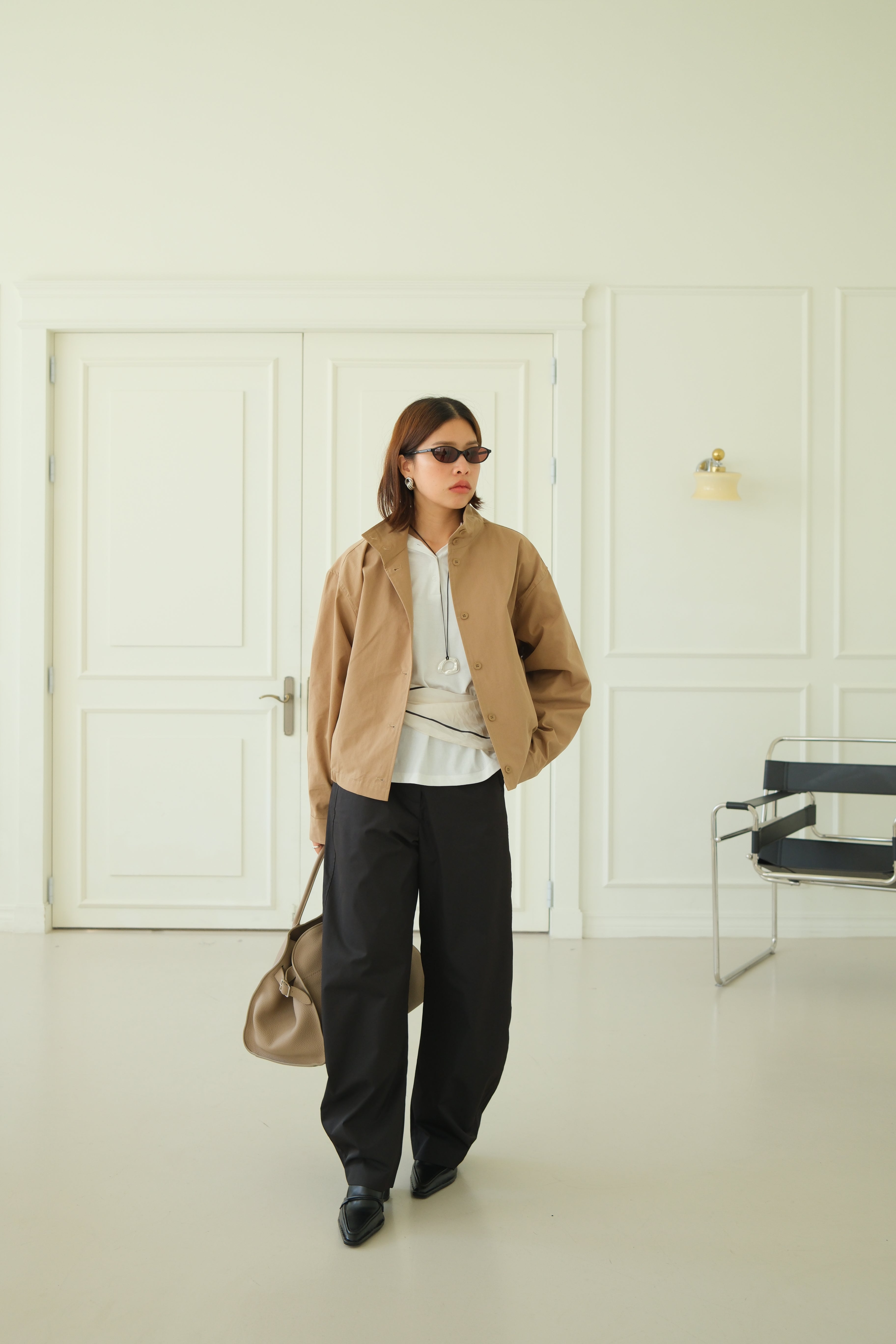 Quin funnel-neck bomber jacket