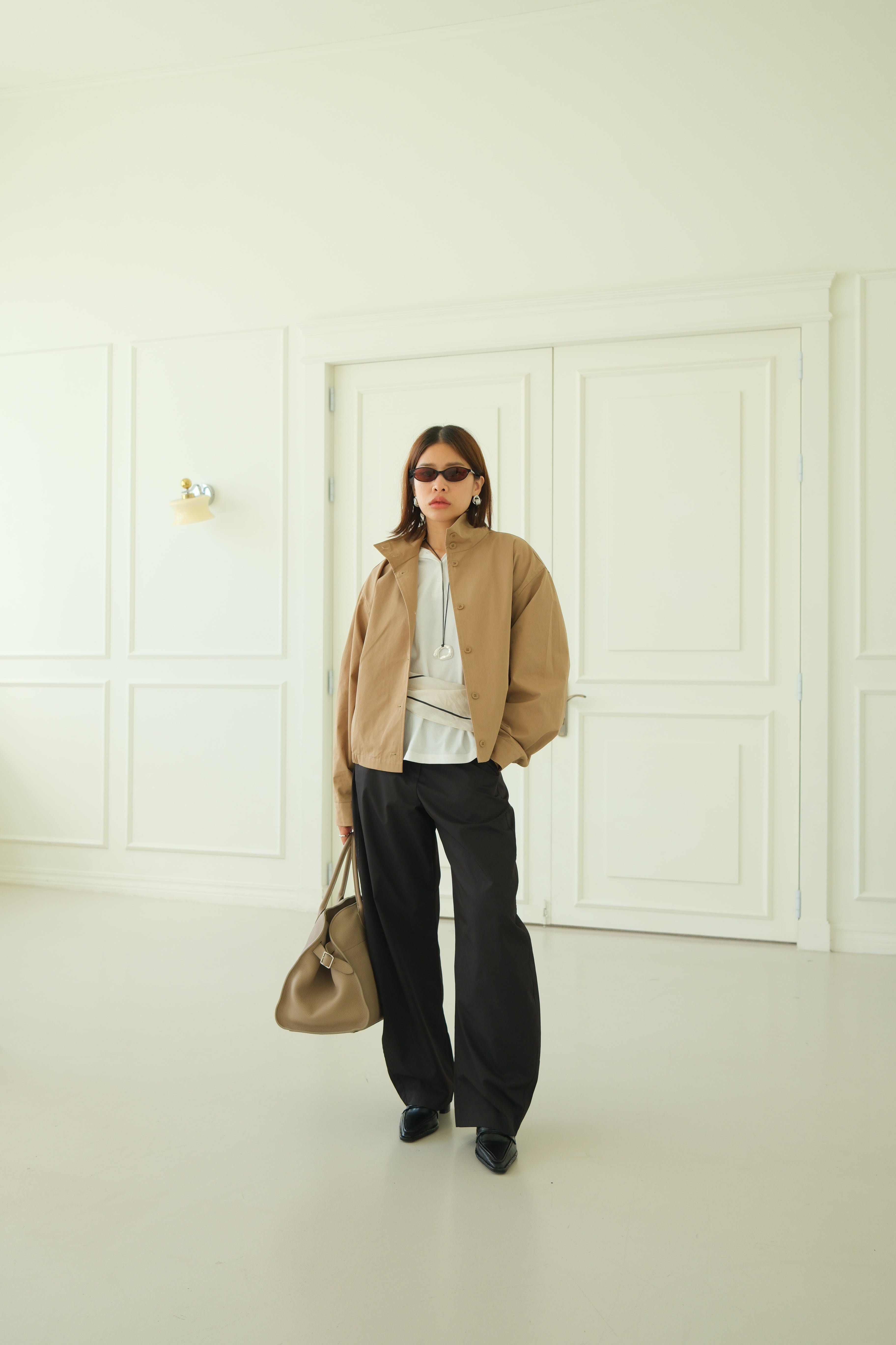 Quin funnel-neck bomber jacket