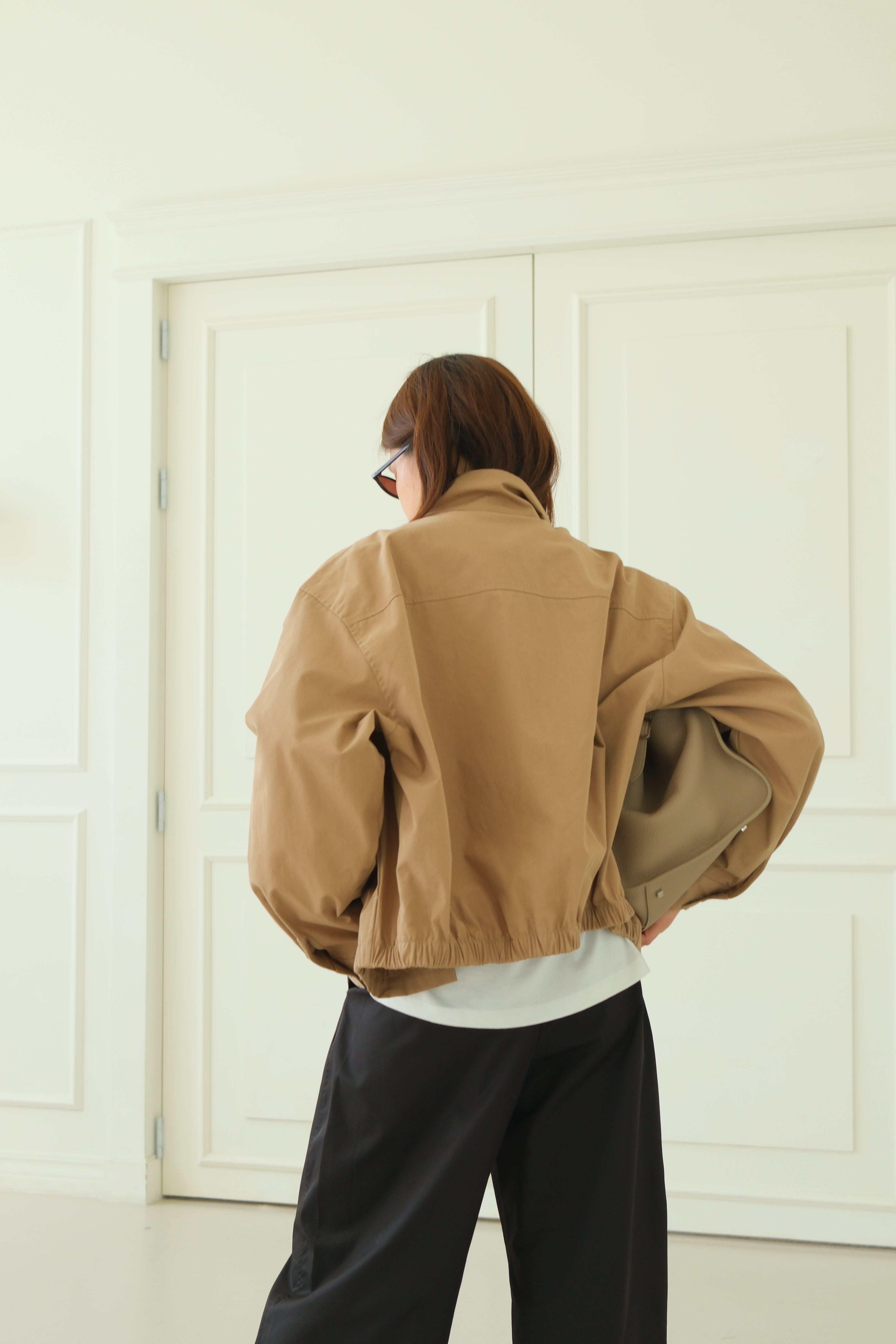 Quin funnel-neck bomber jacket