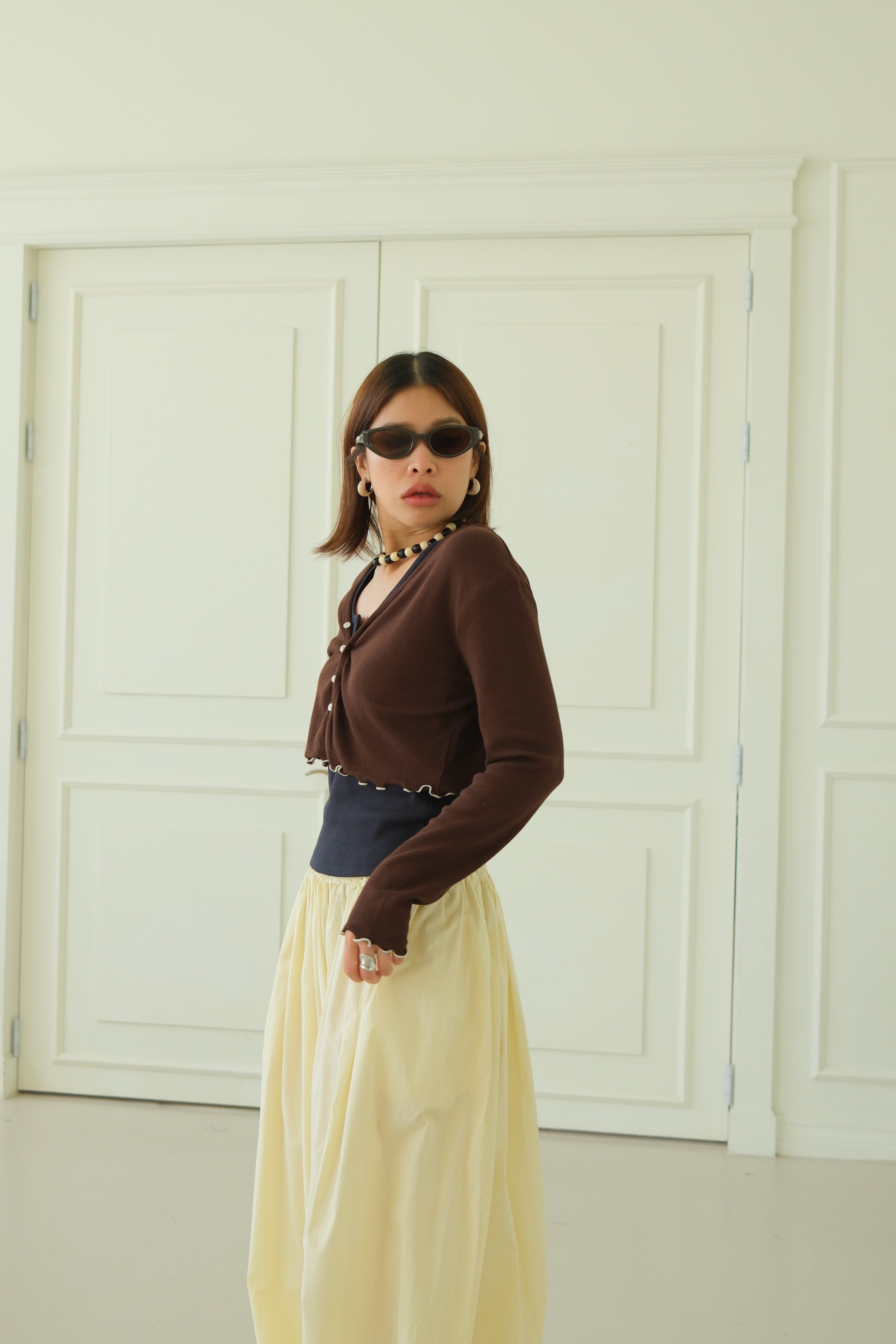 Moose frill edge crop cardigan