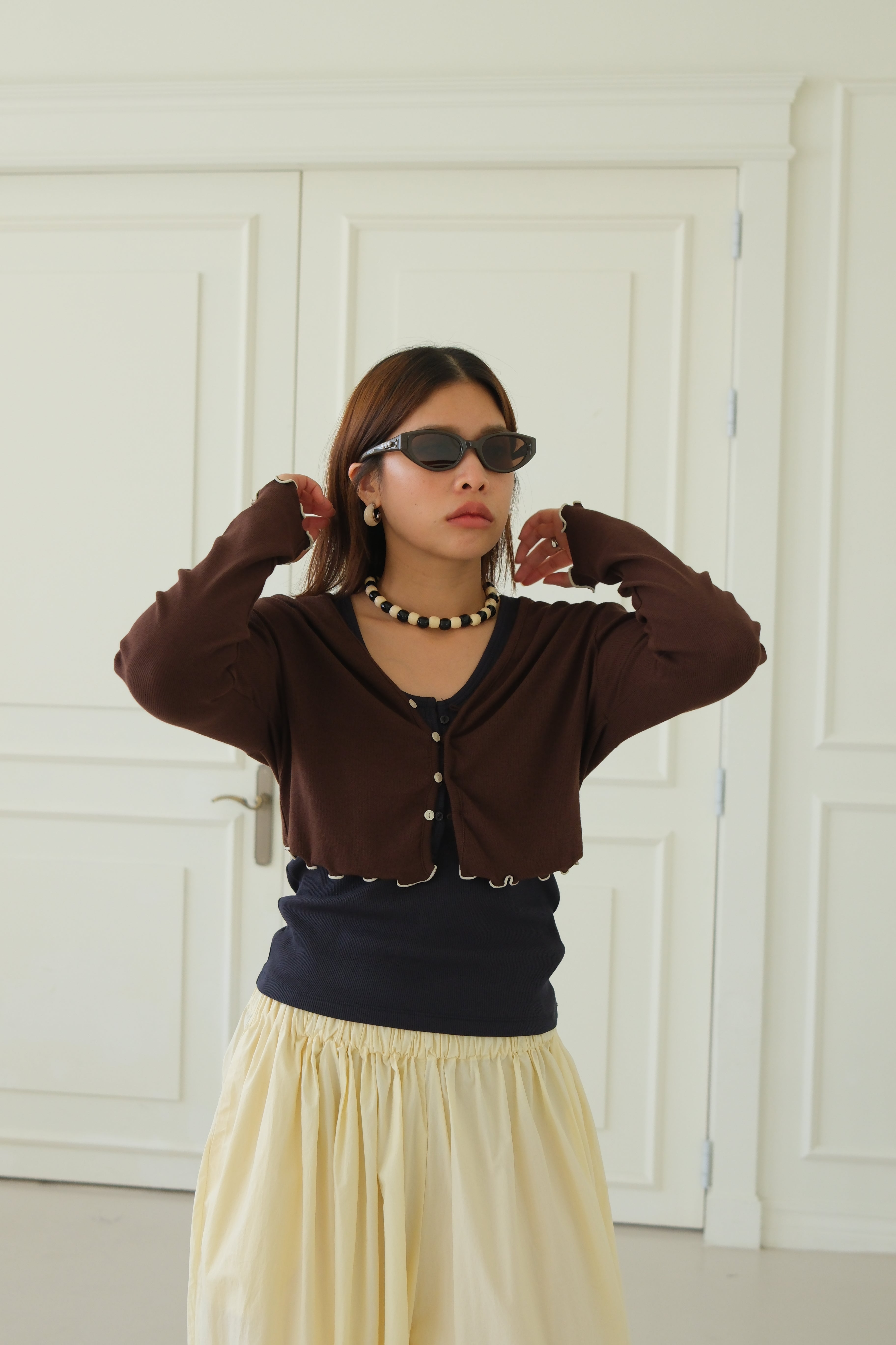 Moose frill edge crop cardigan