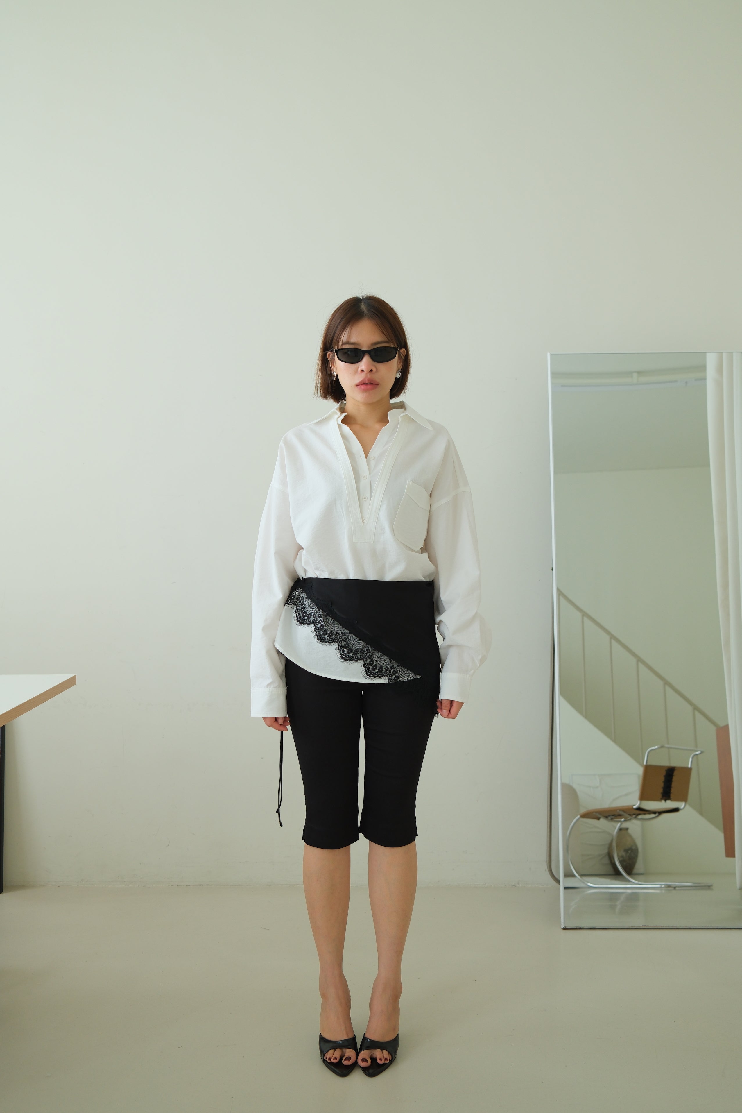 Kanne Layered Shirt with Deep V Overlay