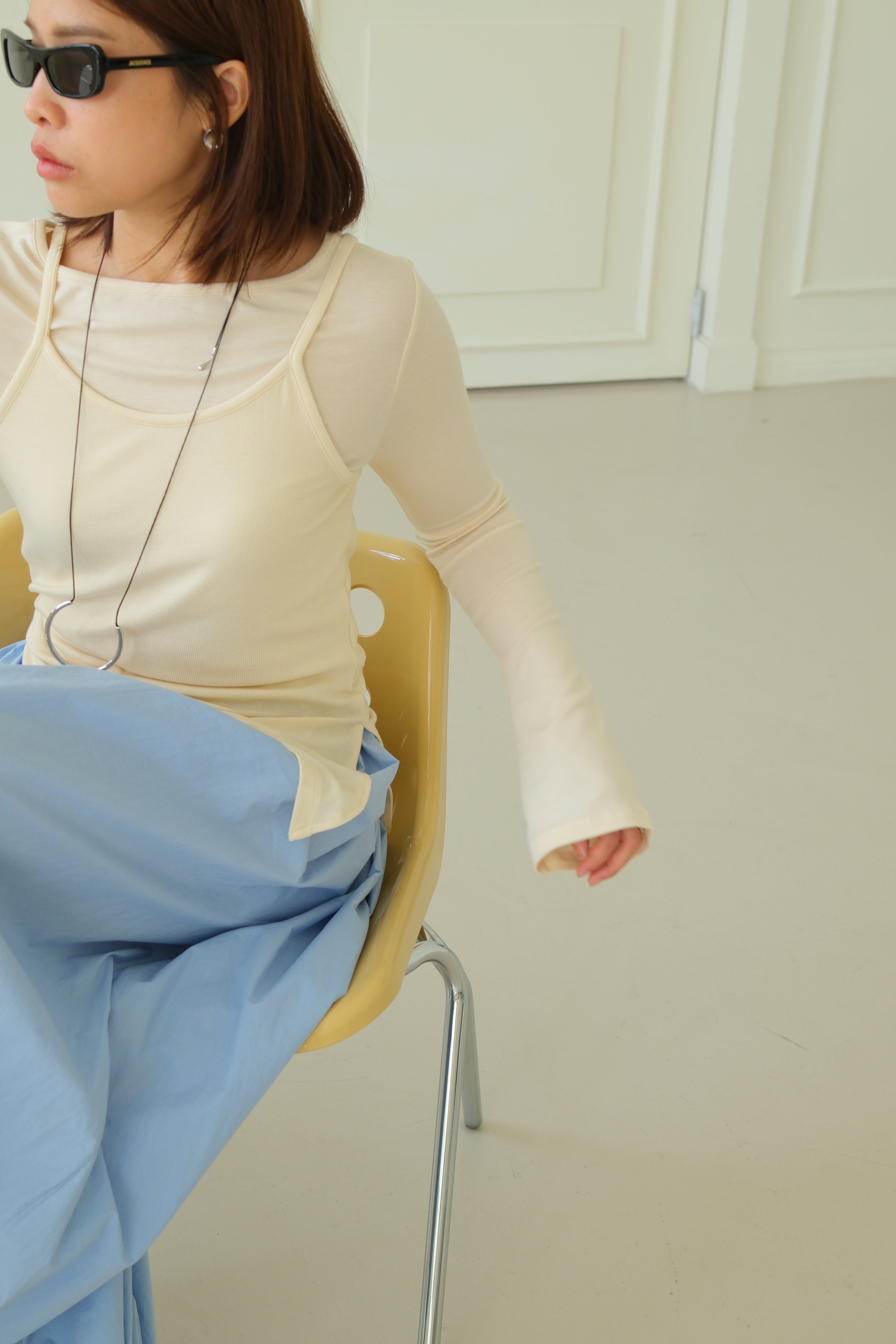 double layer unbalance long-sleeve tee