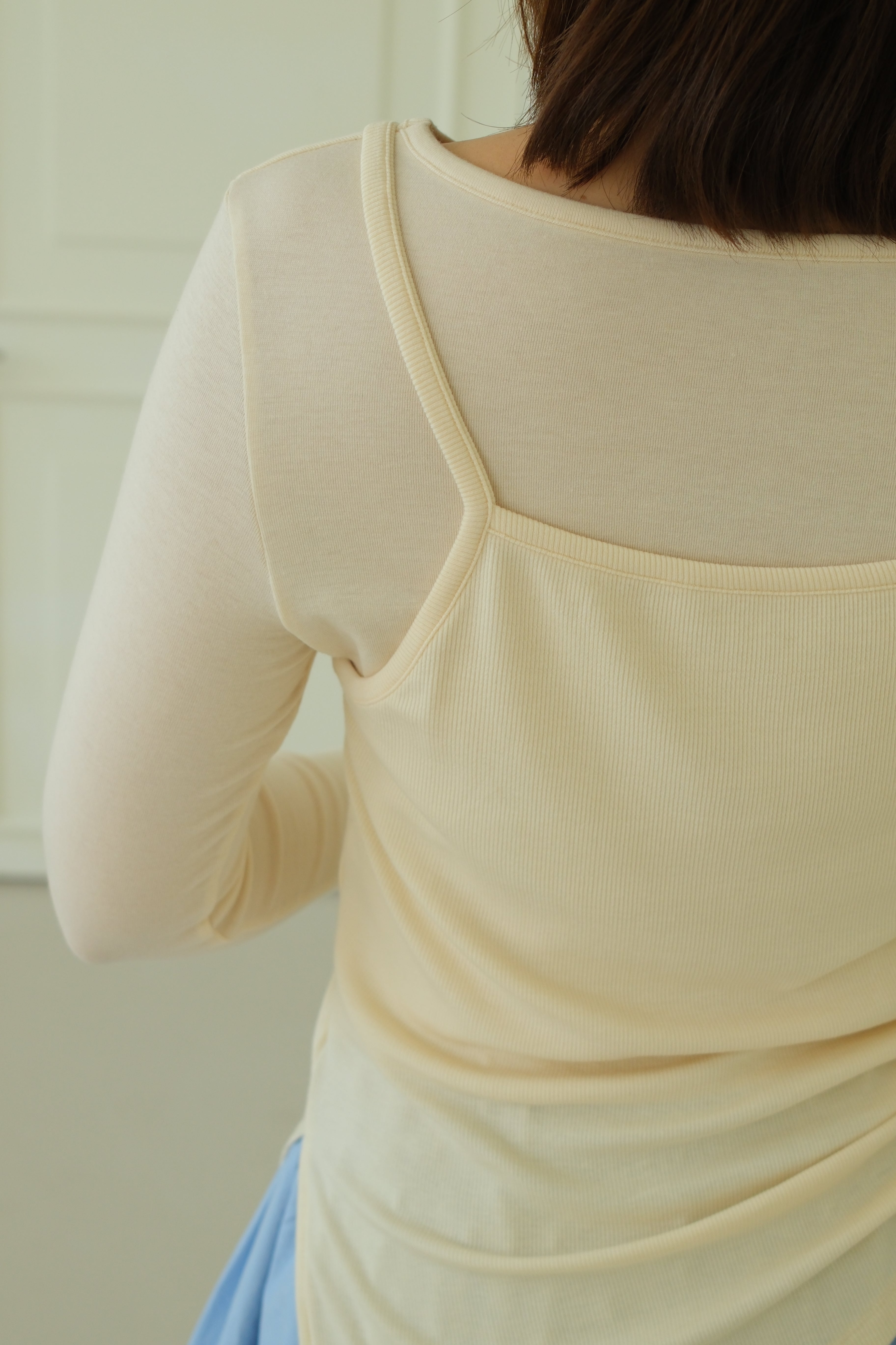 double layer unbalance long-sleeve tee