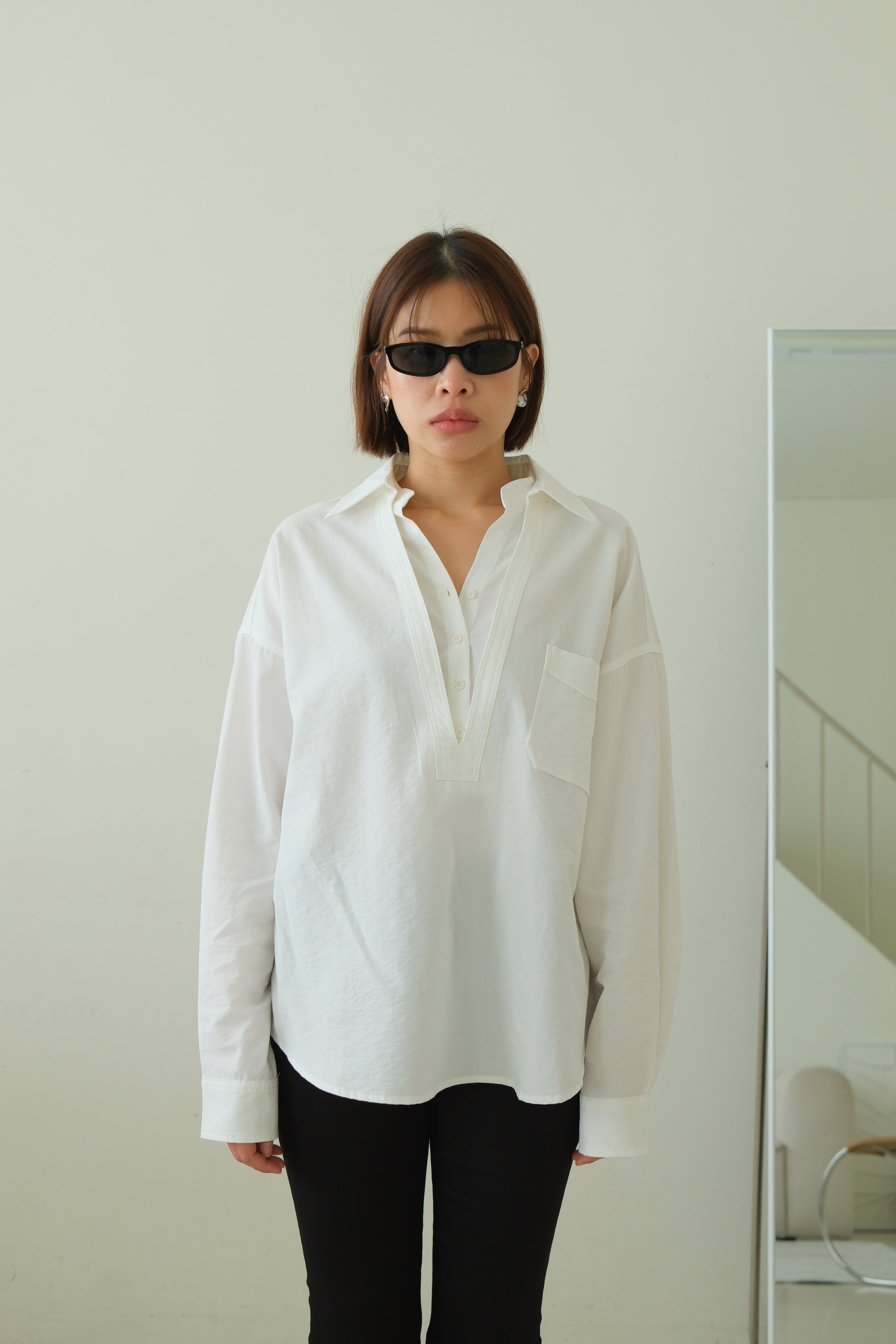 Kanne Layered Shirt with Deep V Overlay