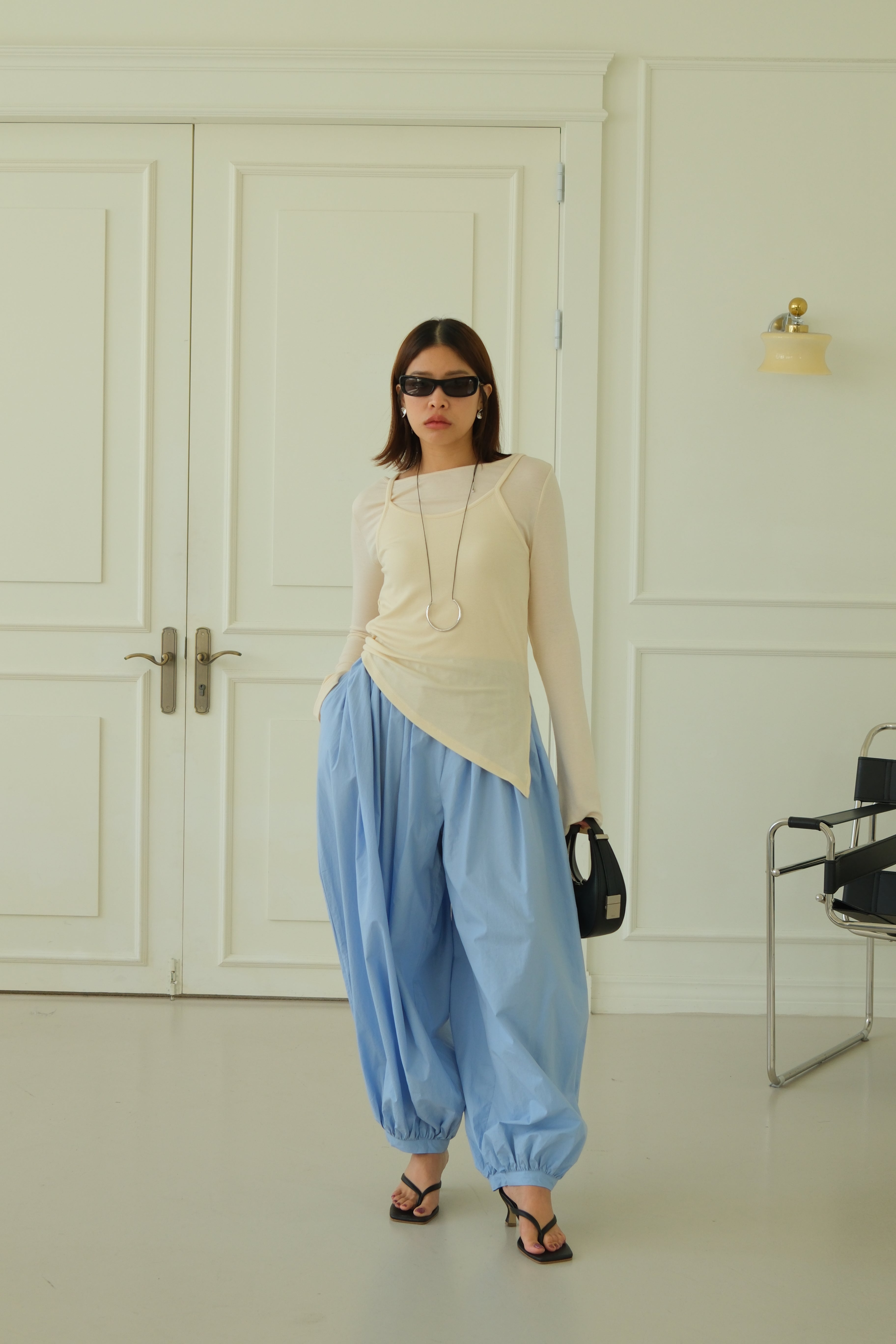 double layer unbalance long-sleeve tee