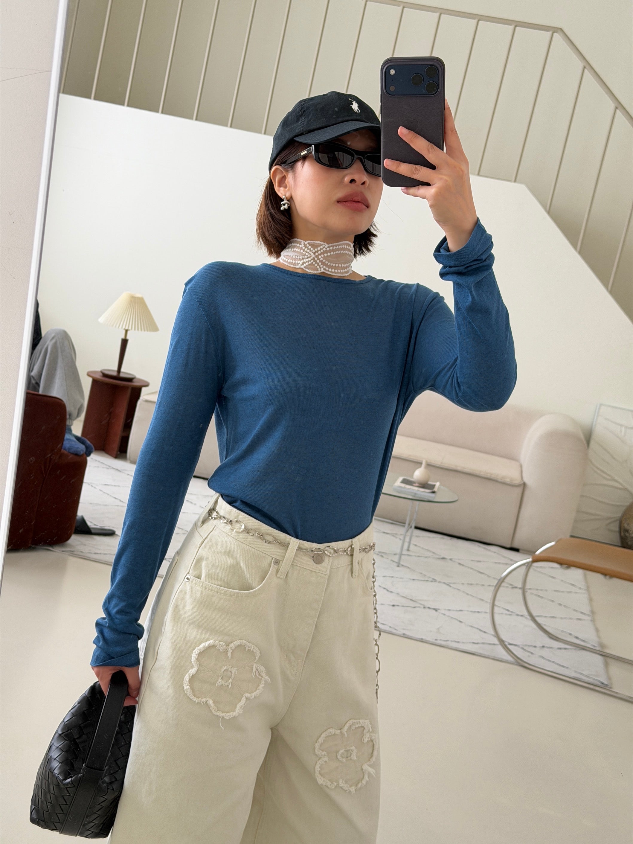 Tencel Crew Neck Long Sleeve Tee