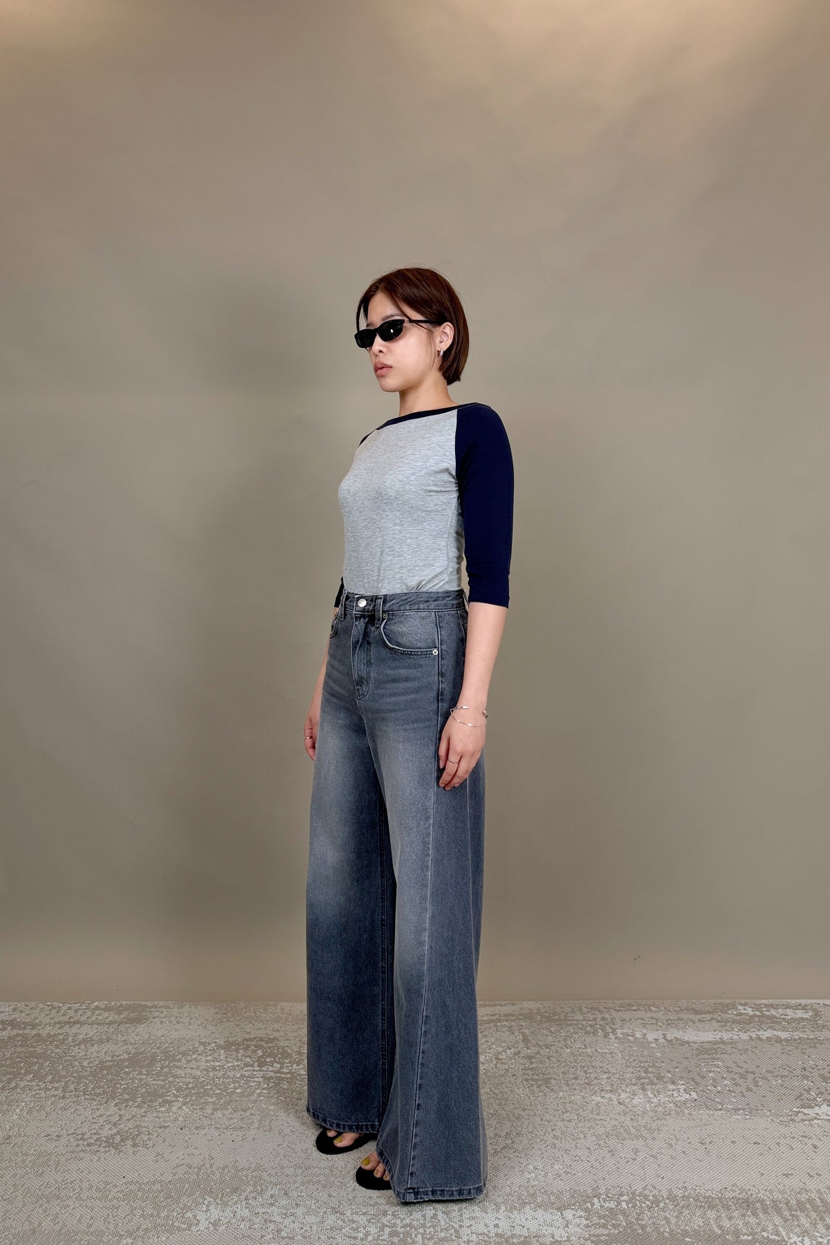 Della Grey Wash Wide Jeans