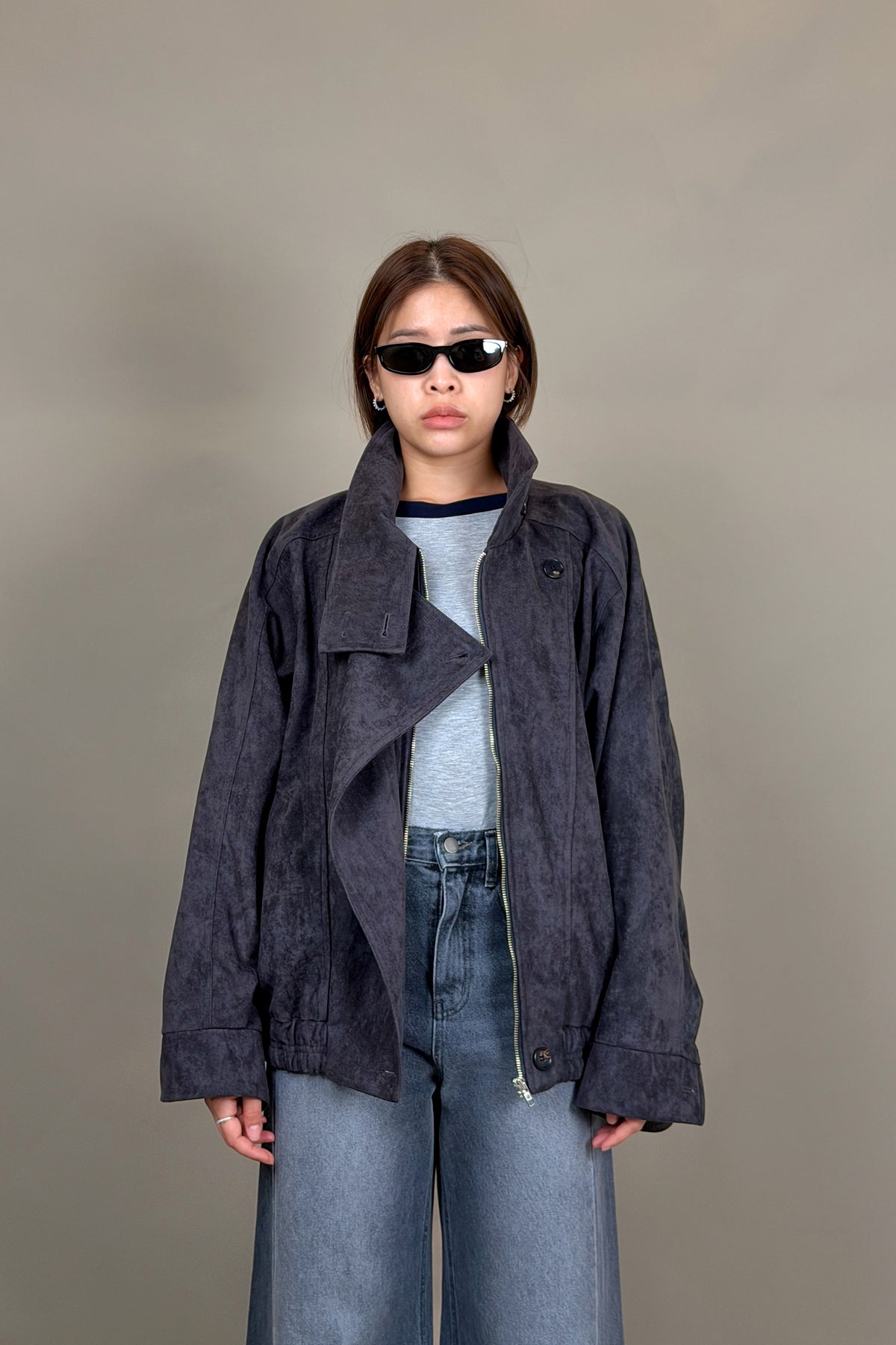 Blake Suede Funnel Bomber