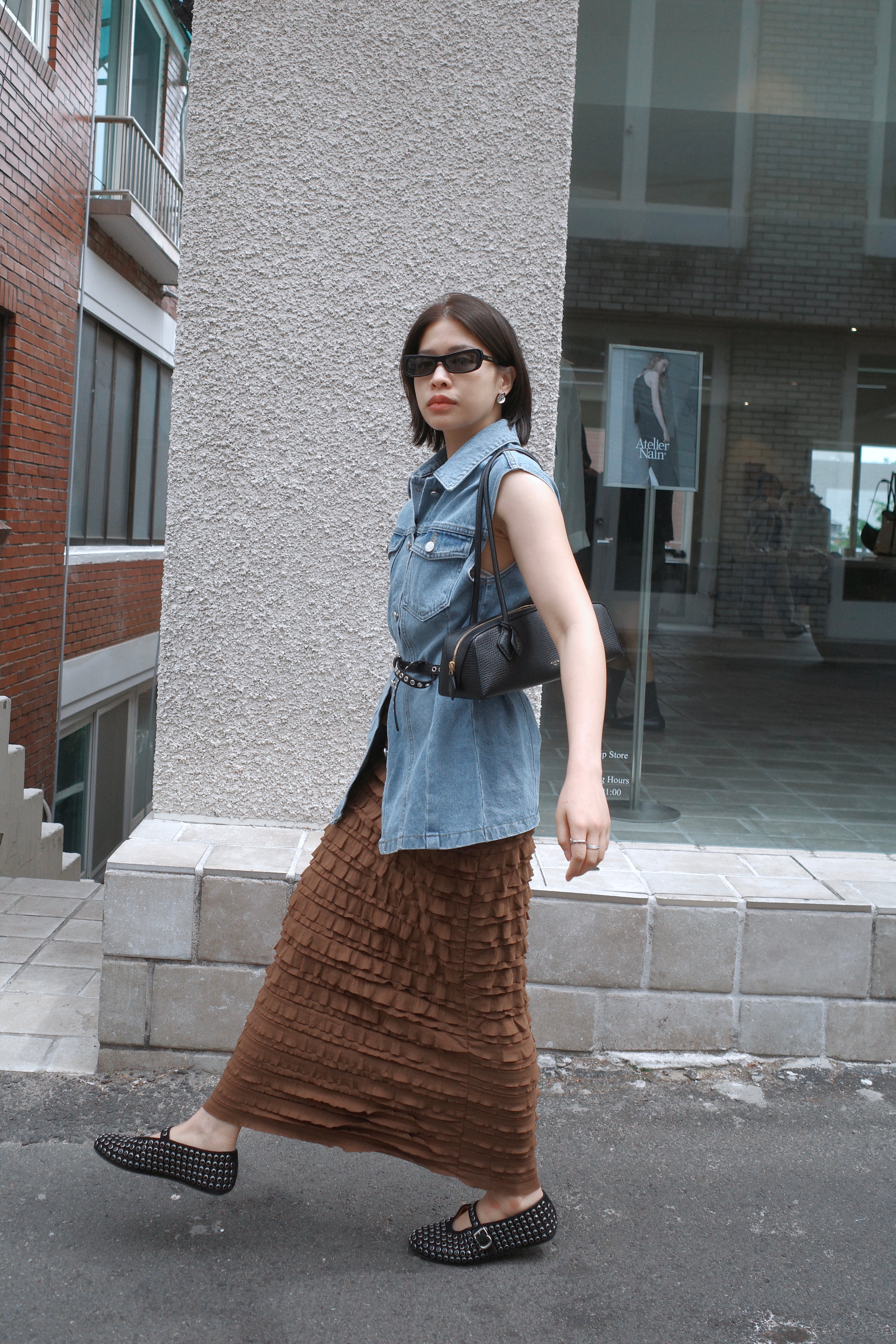 Vesper denim long vest