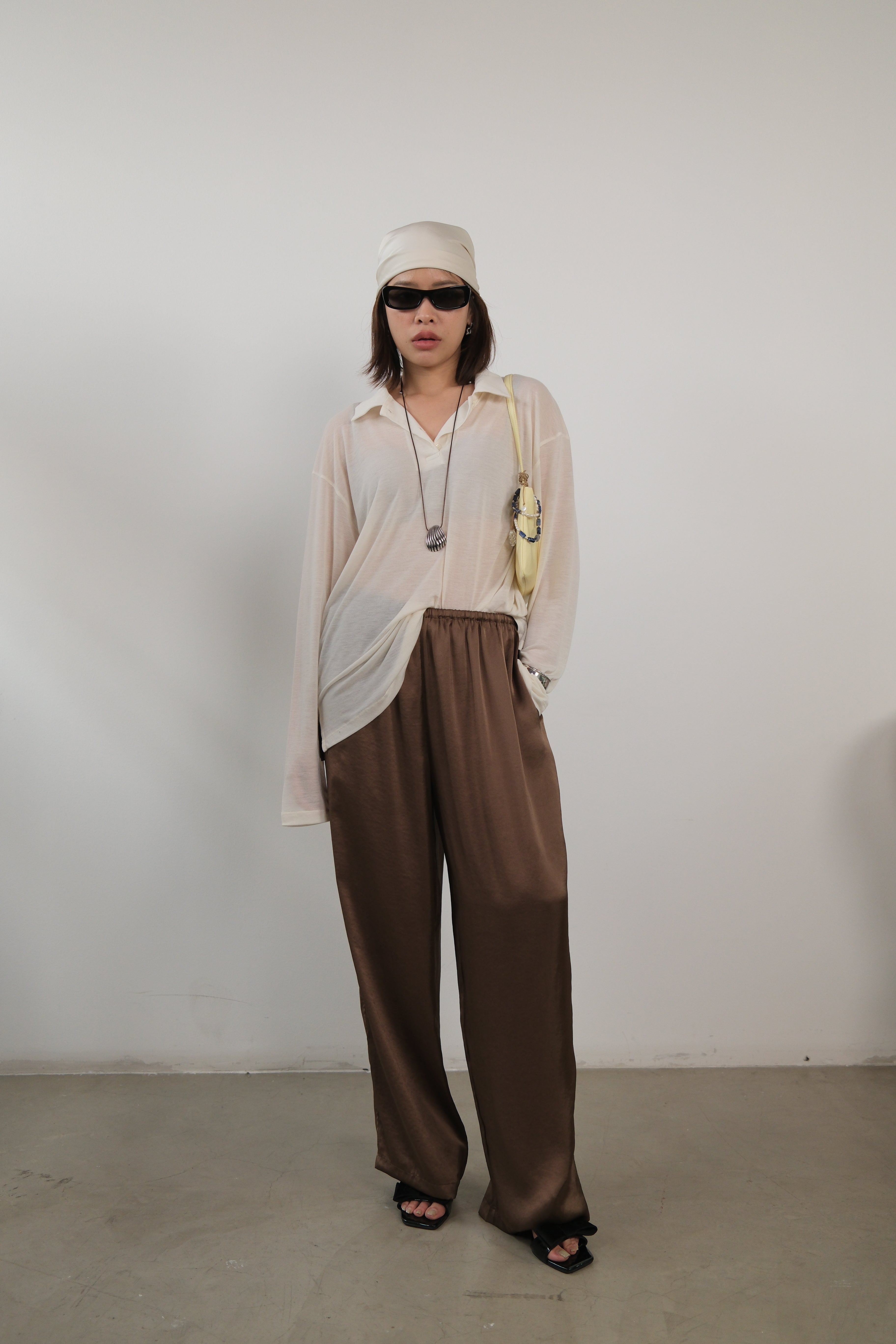 Flaw elasticated waist satin pants