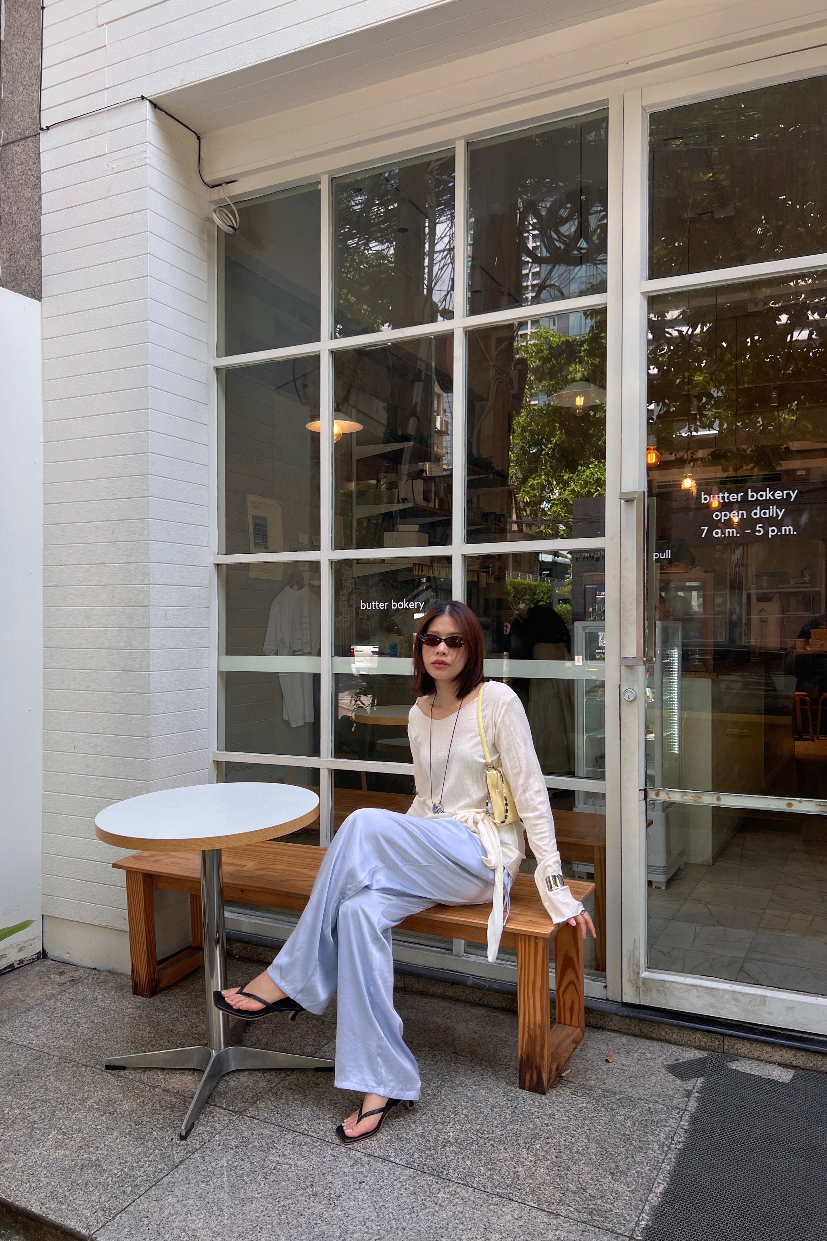 Yuna wrinkled longsleeve blouse with tie