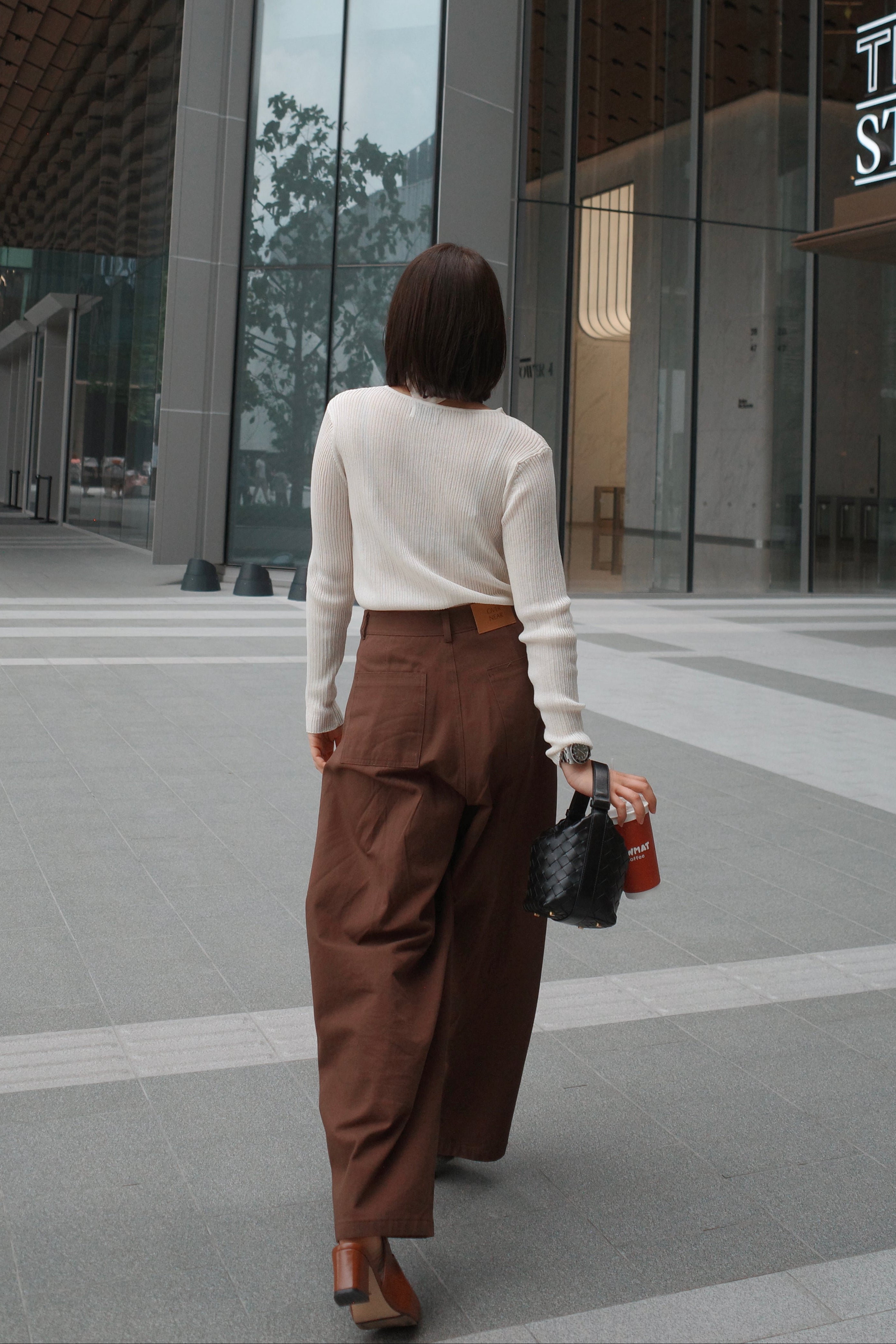 lapel linen knit long sleeve top