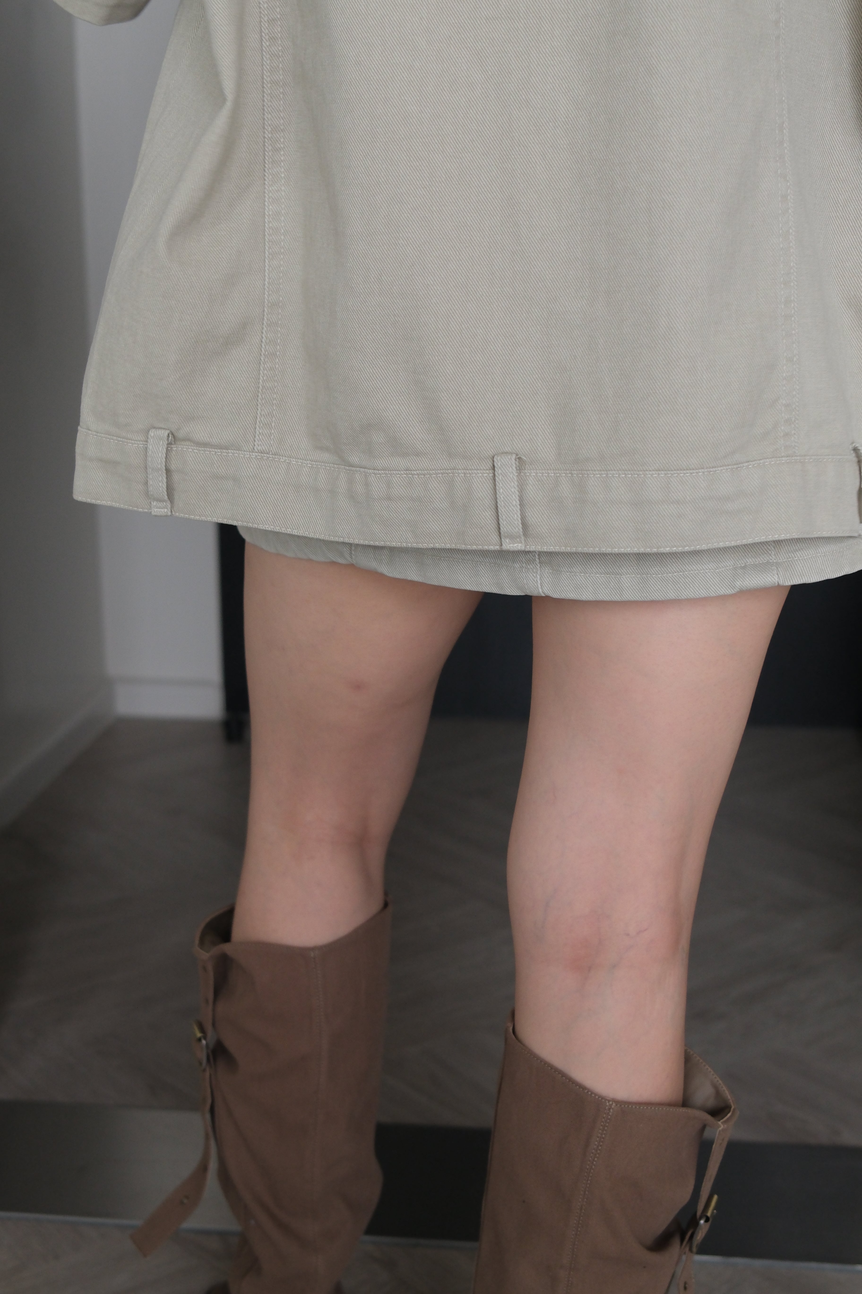 Belt loop short sleeve denim barn jacket