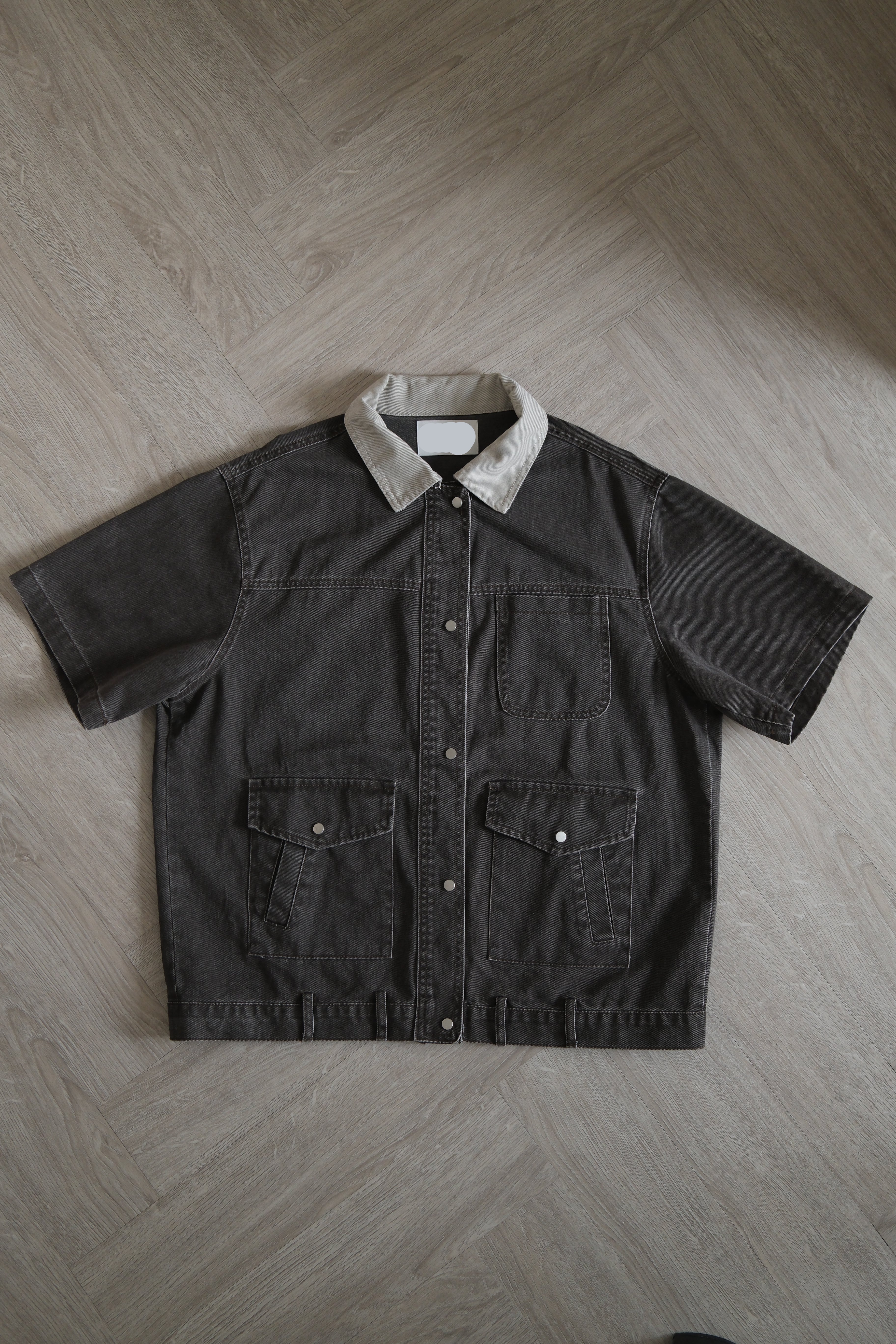 Belt loop short sleeve denim barn jacket