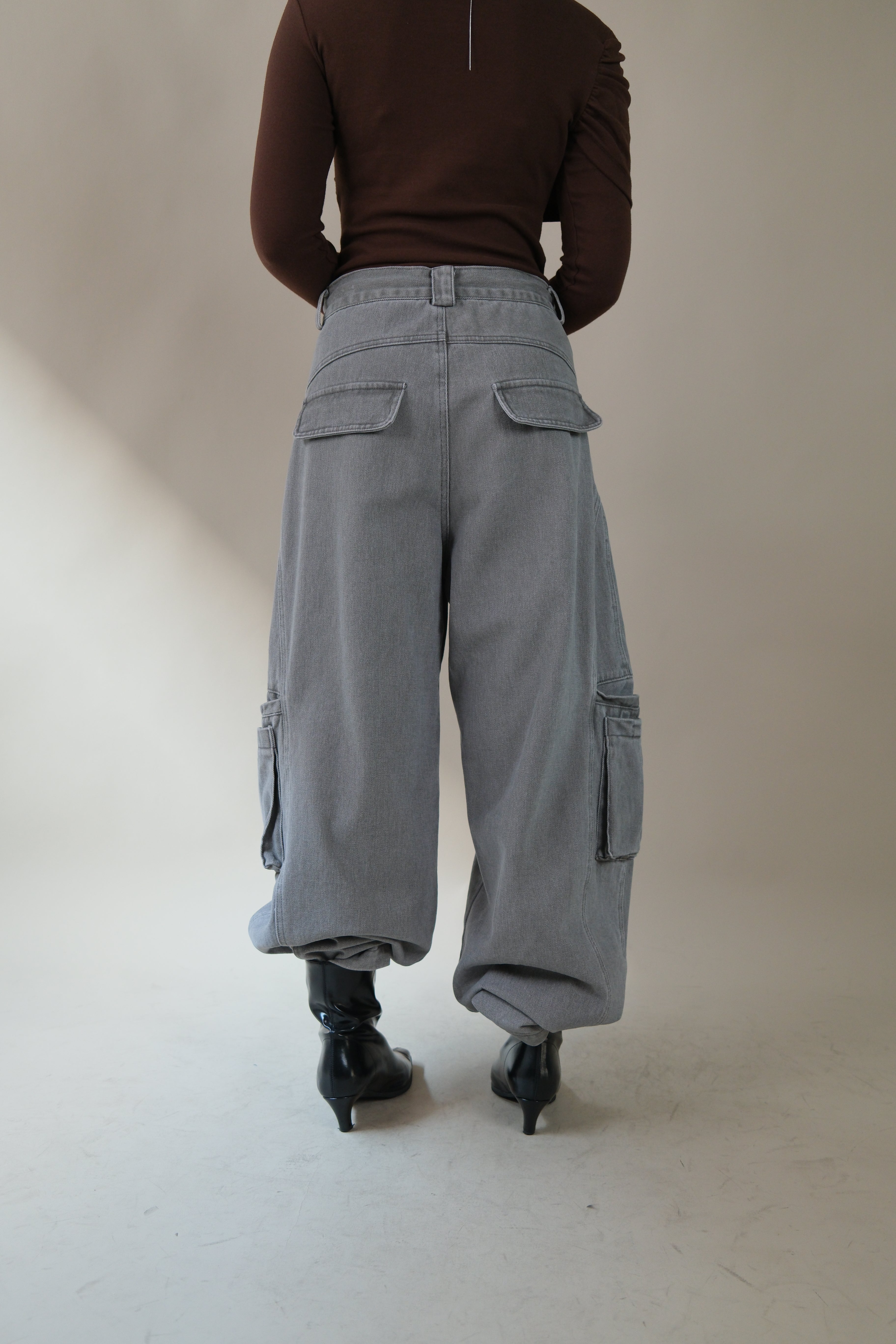 adjustable waist open pocket wide leg jeans