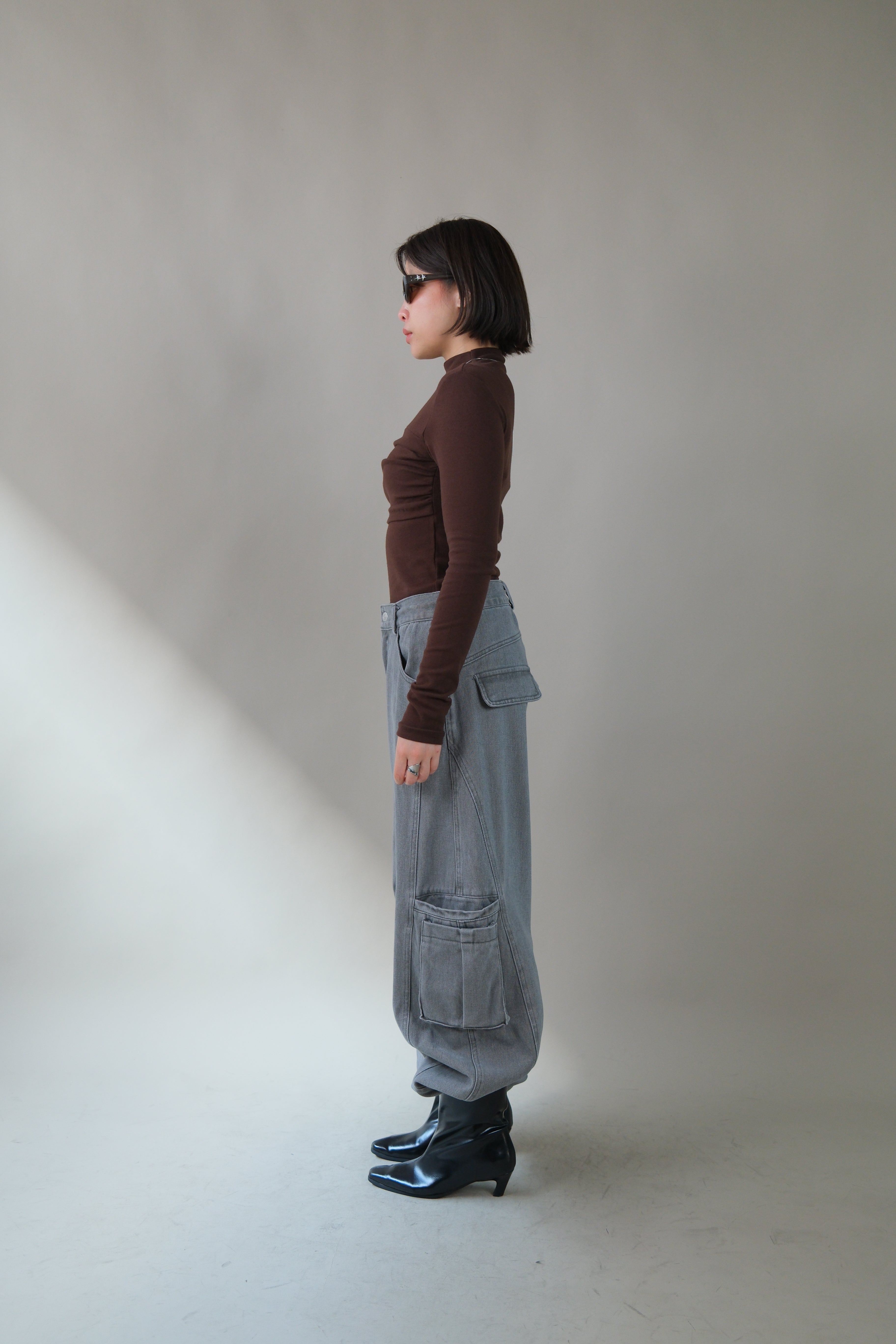 adjustable waist open pocket wide leg jeans