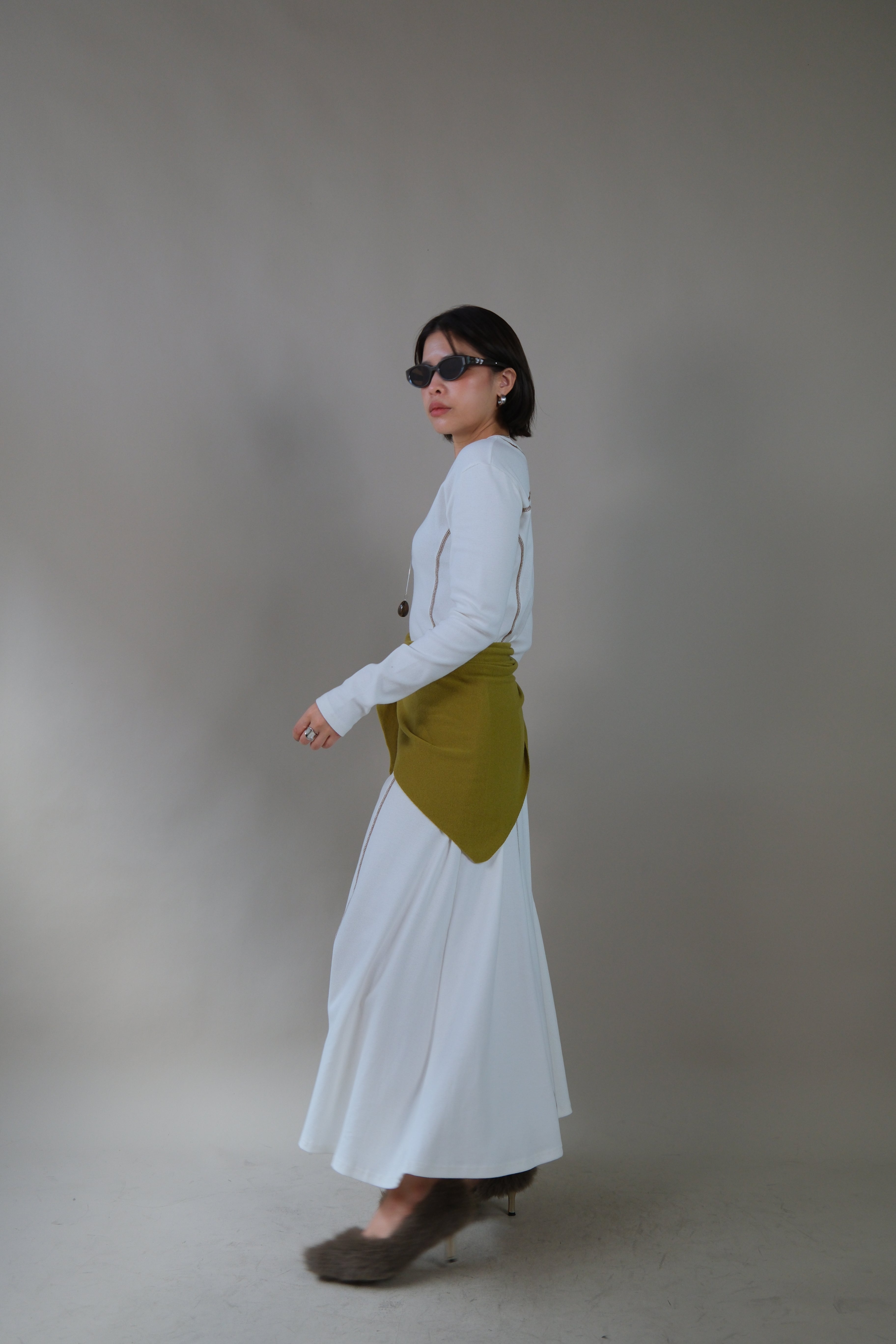 Silhouette cotton long sleeve maxi dress