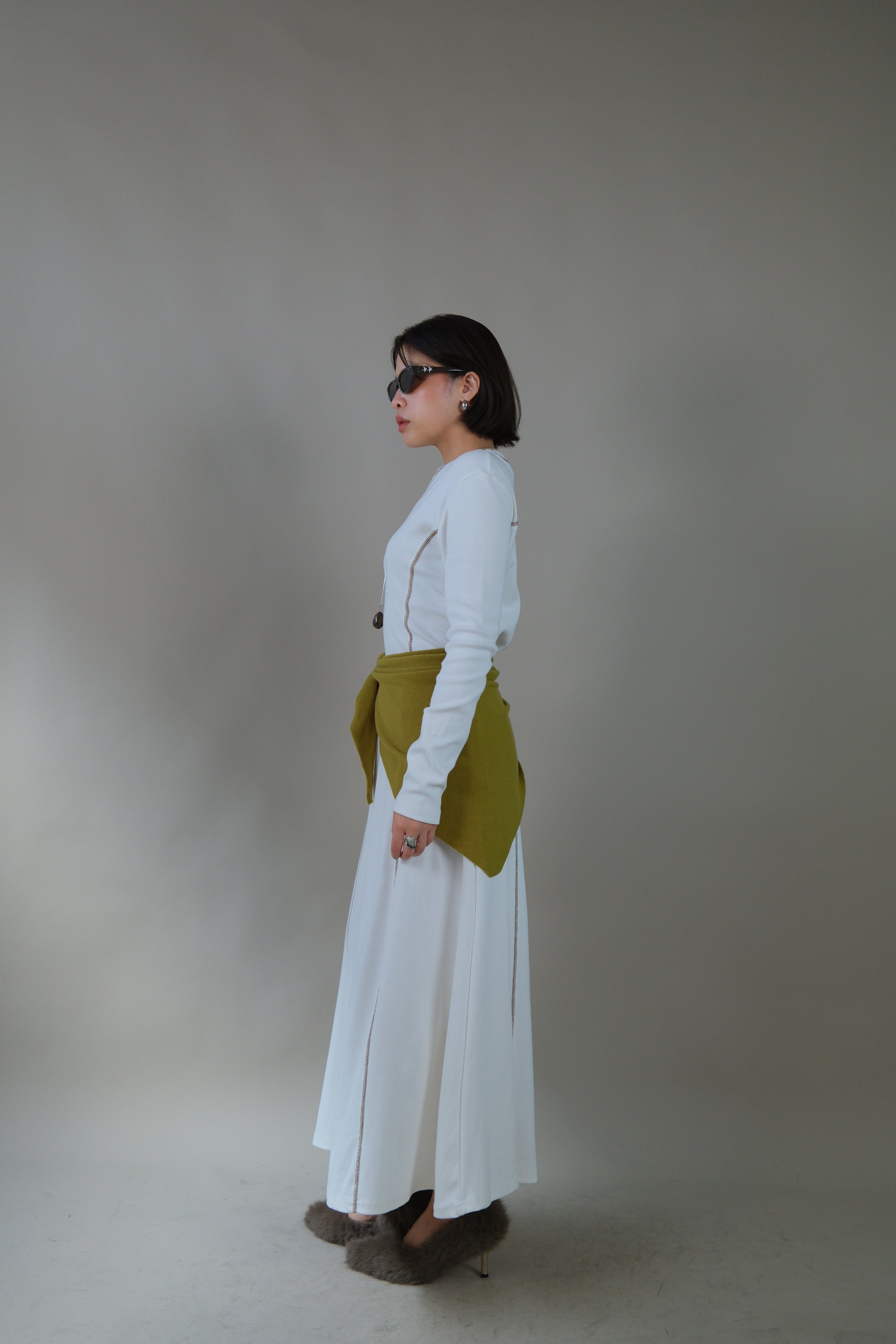 Silhouette cotton long sleeve maxi dress