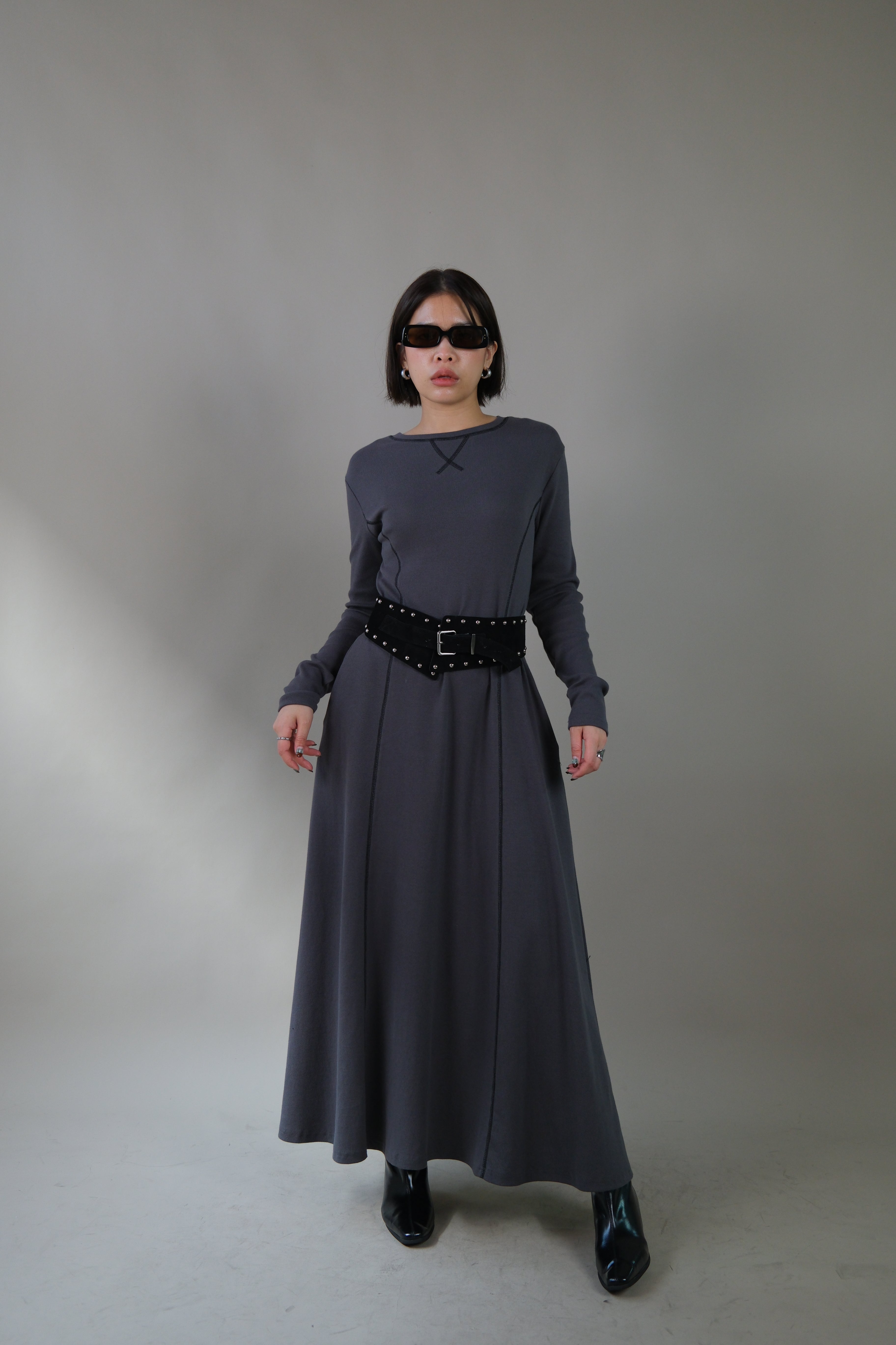 Silhouette cotton long sleeve maxi dress