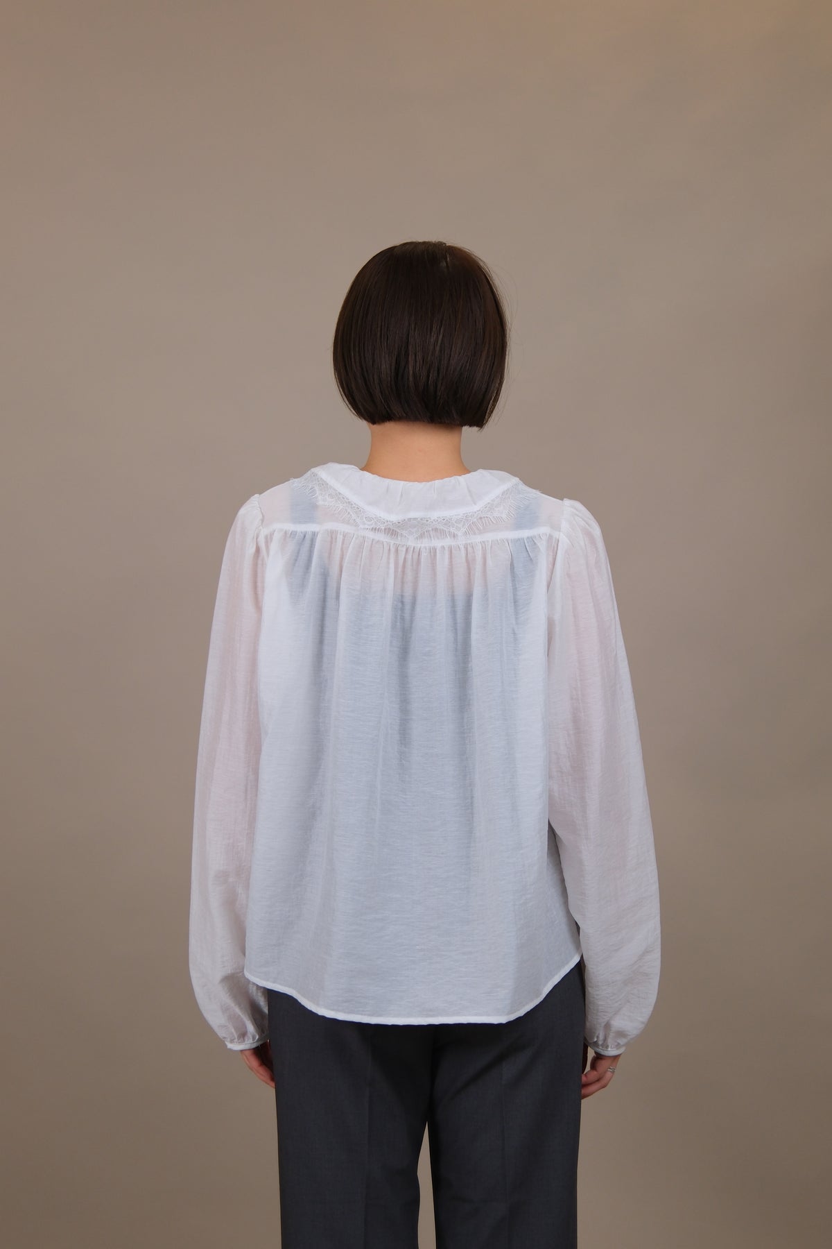 Elodie Ruffle Lace Sheer Blouse