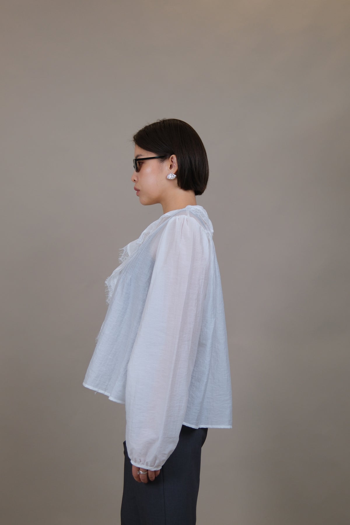 Elodie Ruffle Lace Sheer Blouse