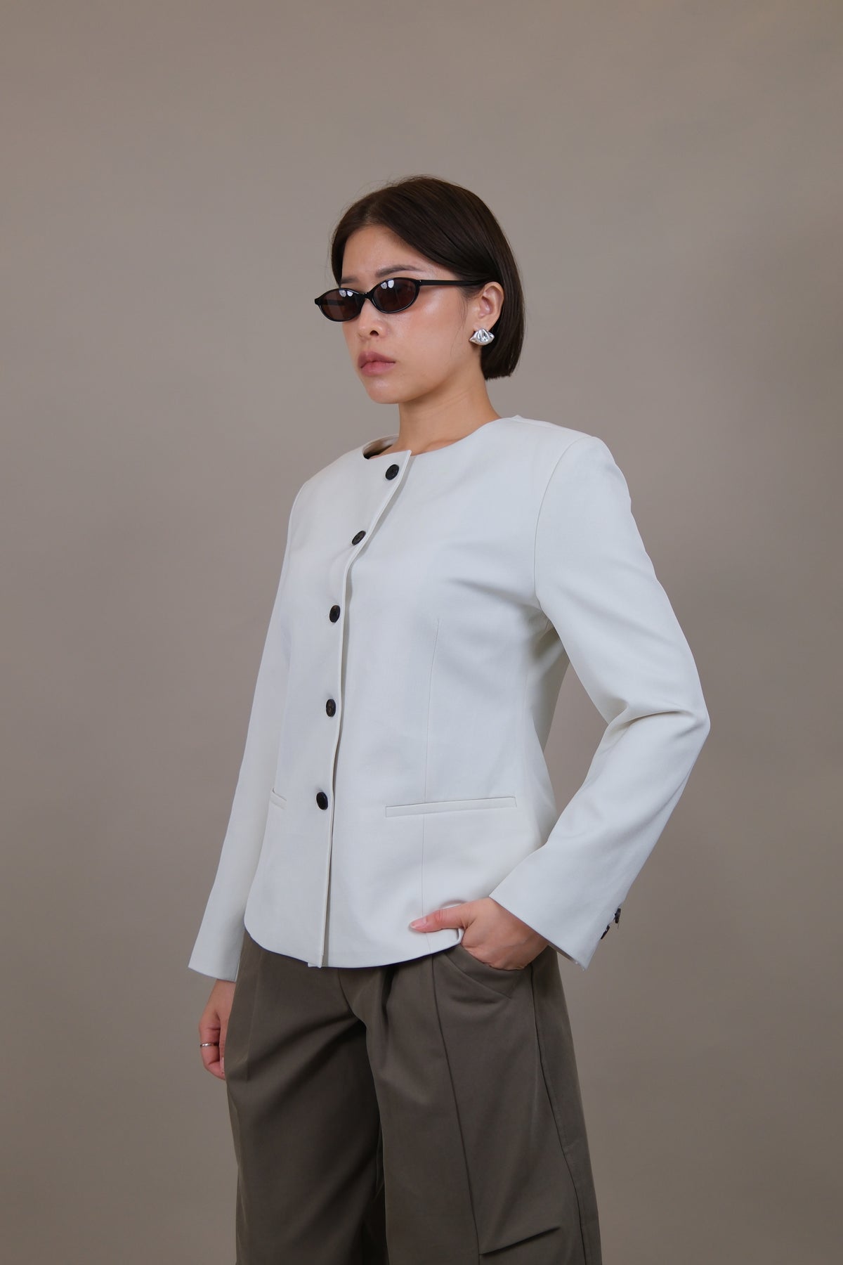 Celine Sculpted Collarless Blazer