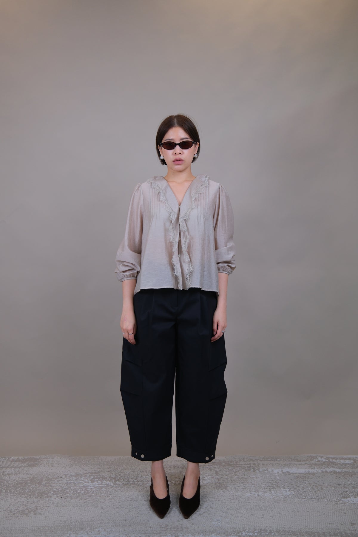 Elodie Ruffle Lace Sheer Blouse