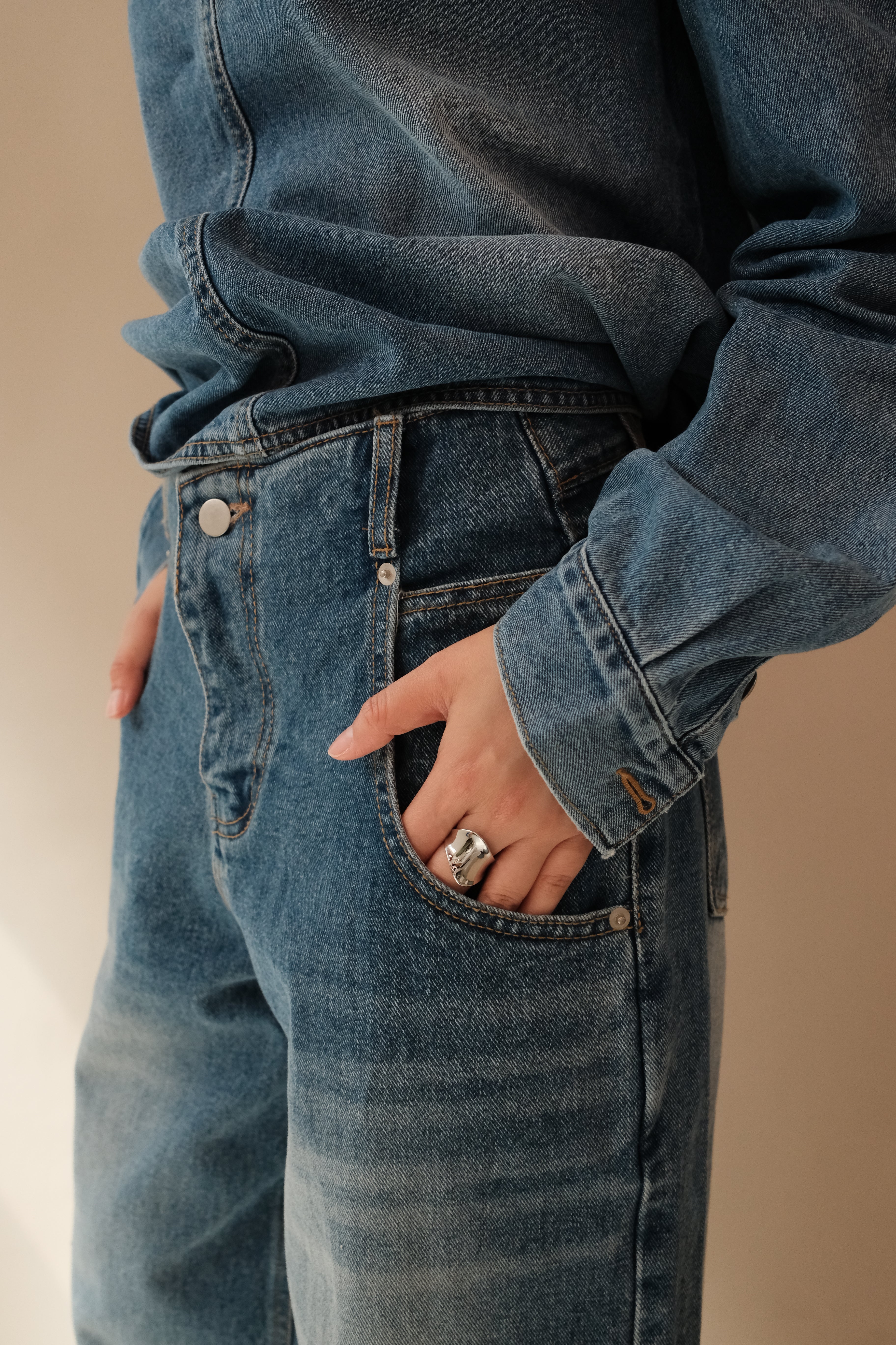 Coucou Large pocket wide leg jeans