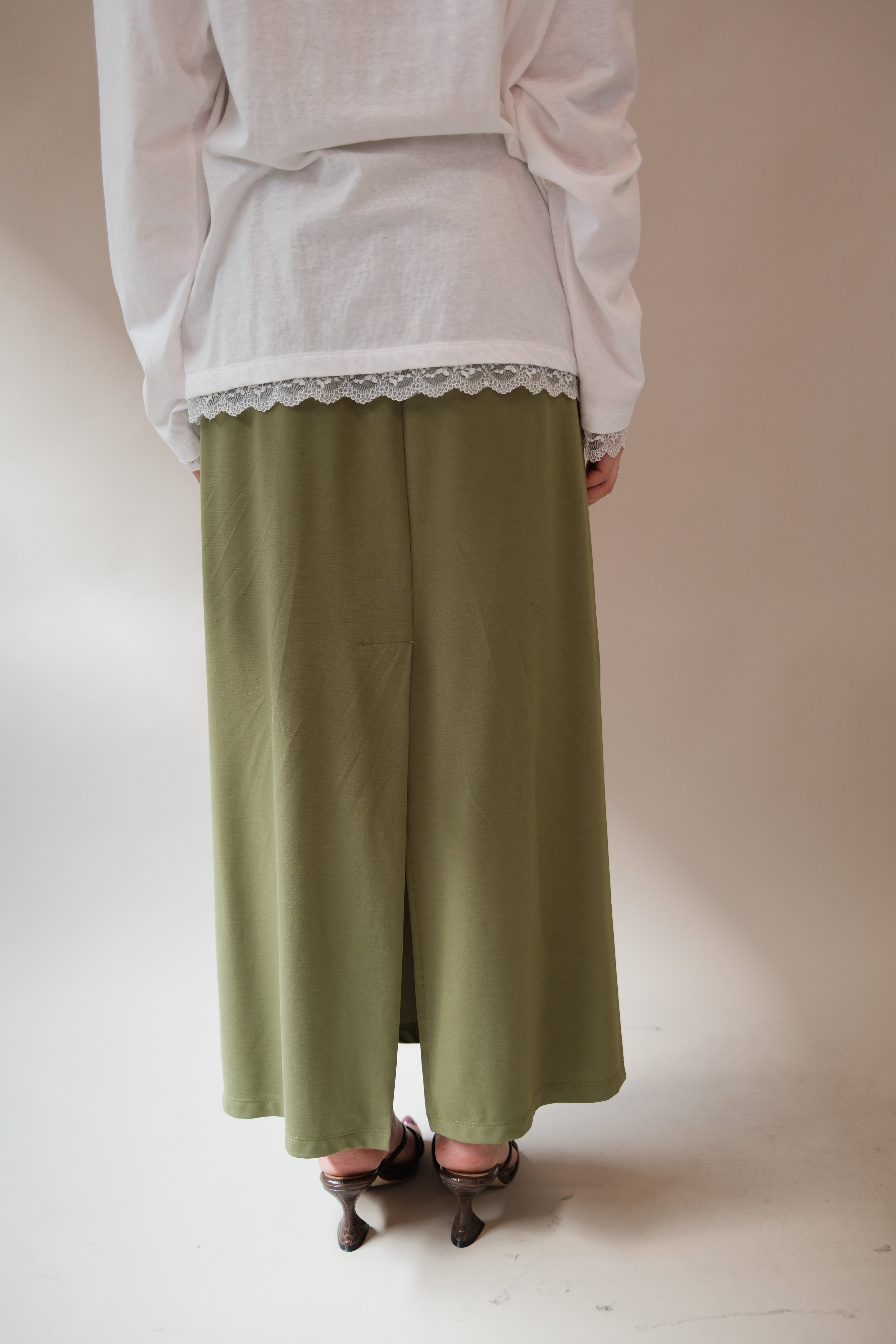 Avocado drawstring maxi skirt