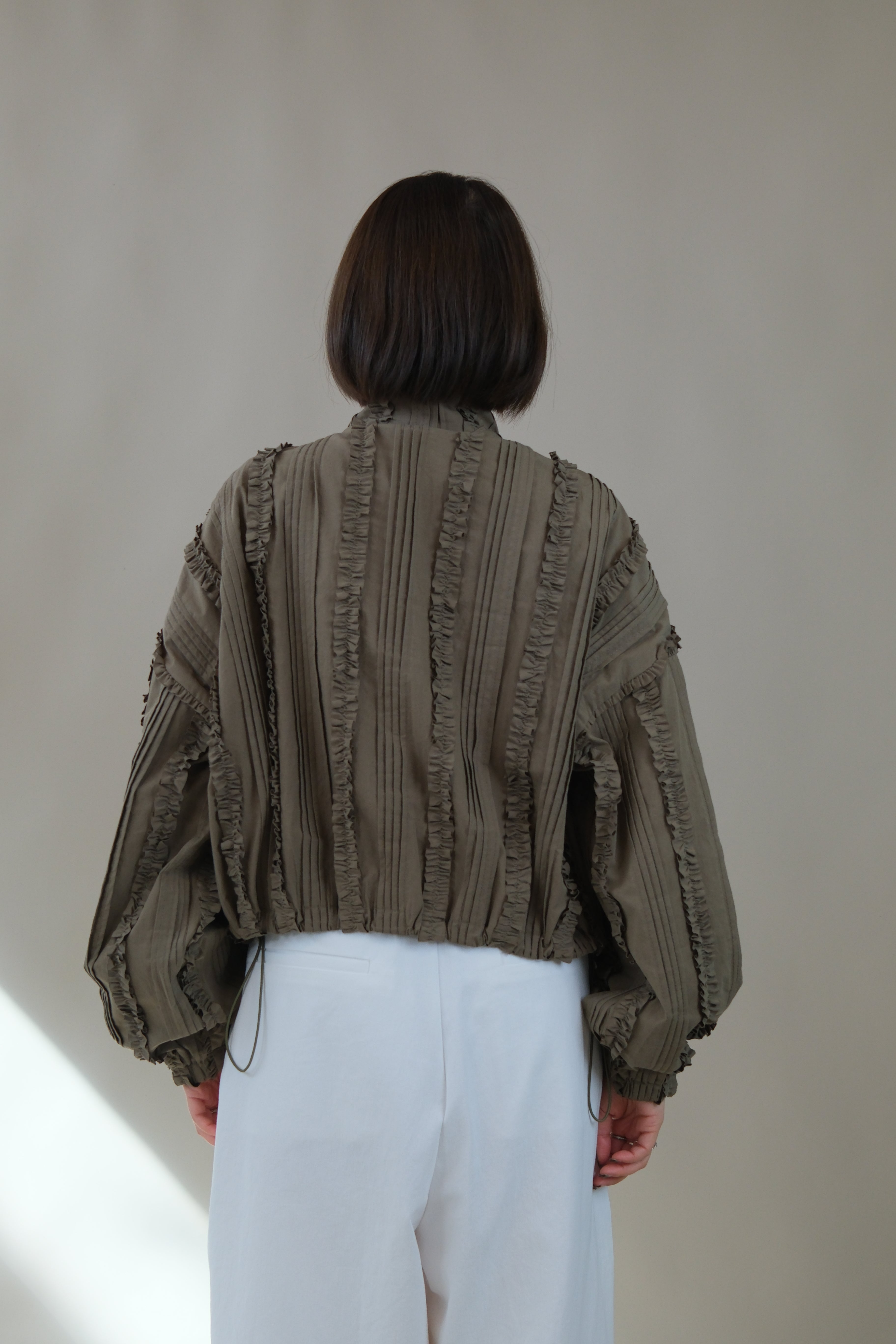Ella ruffle bomber jacket