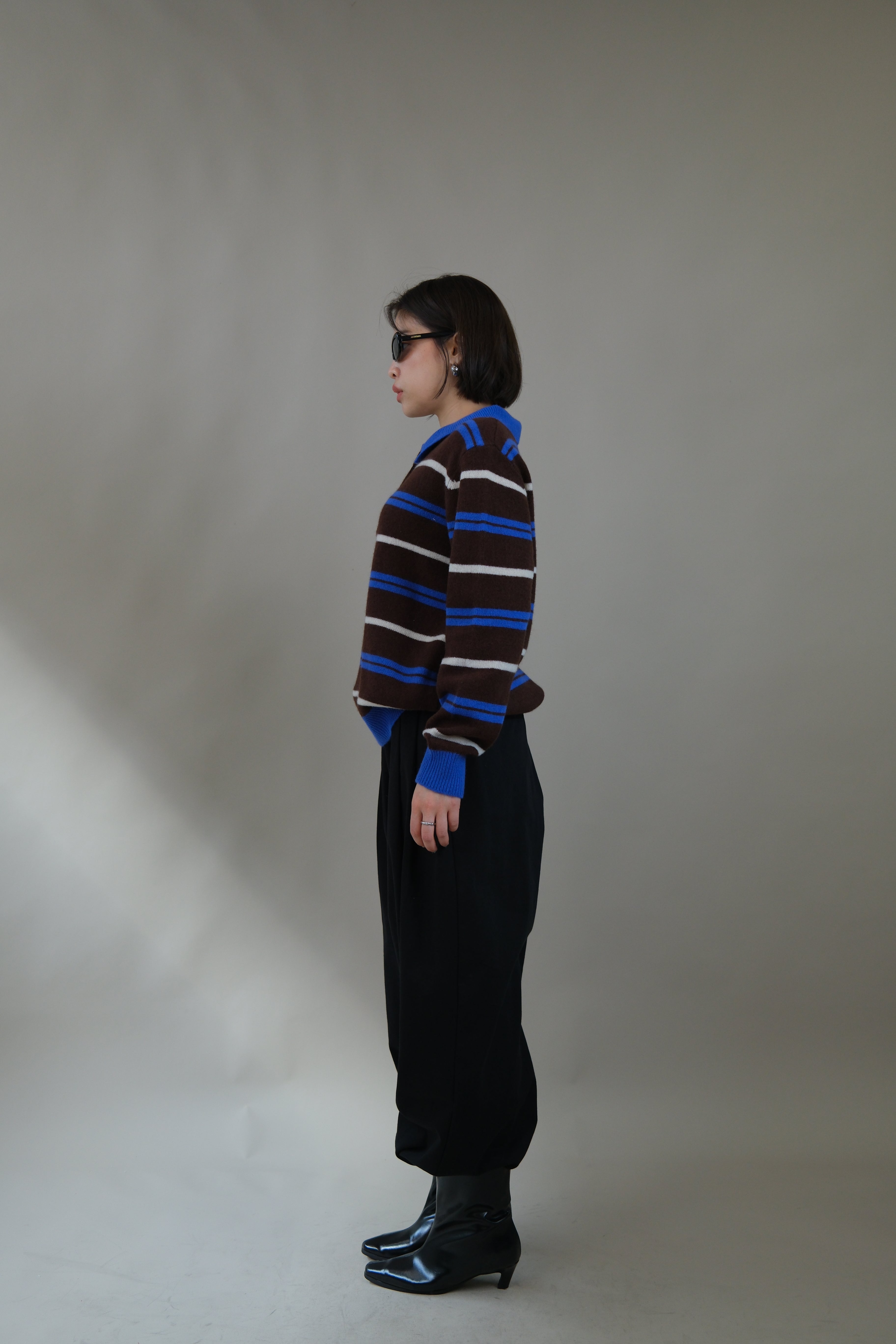 Yonni striped polo sweater