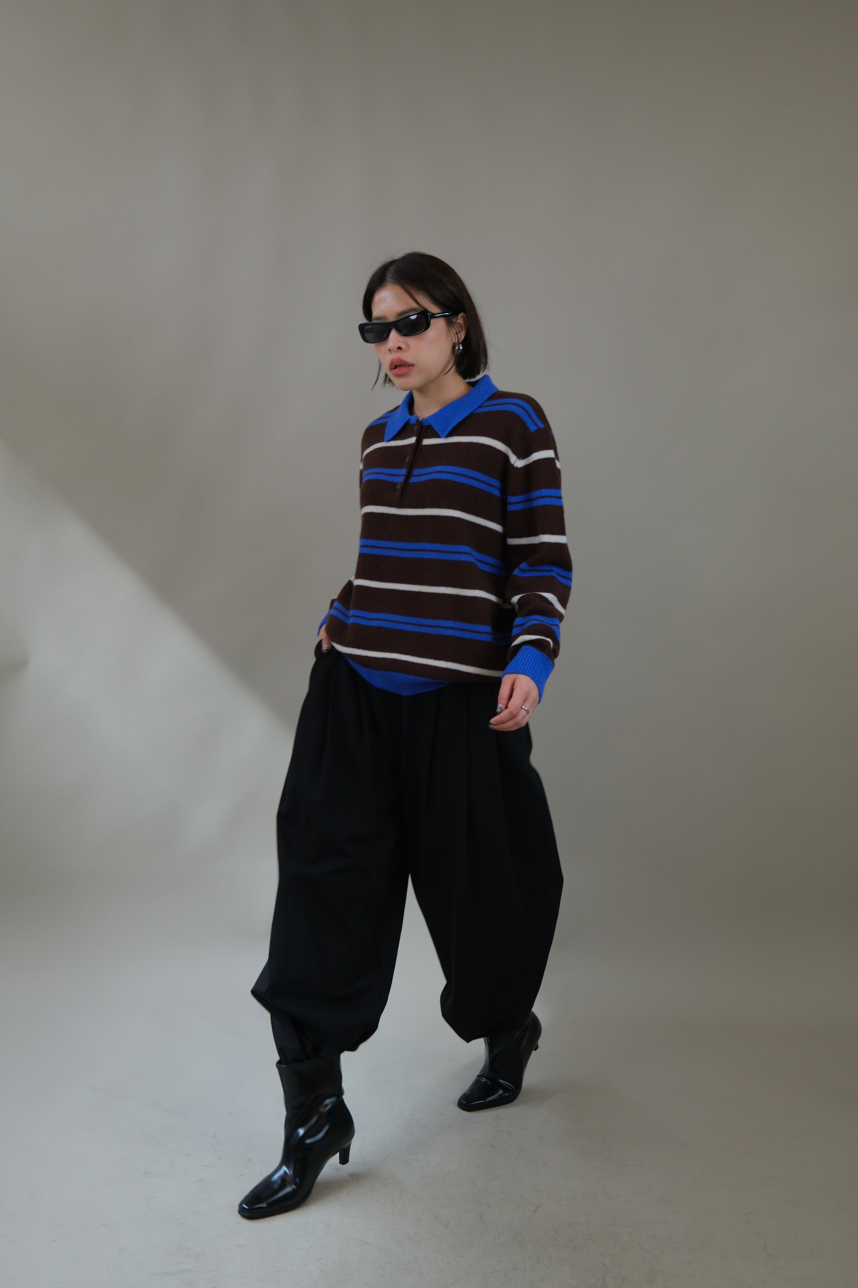 Yonni striped polo sweater