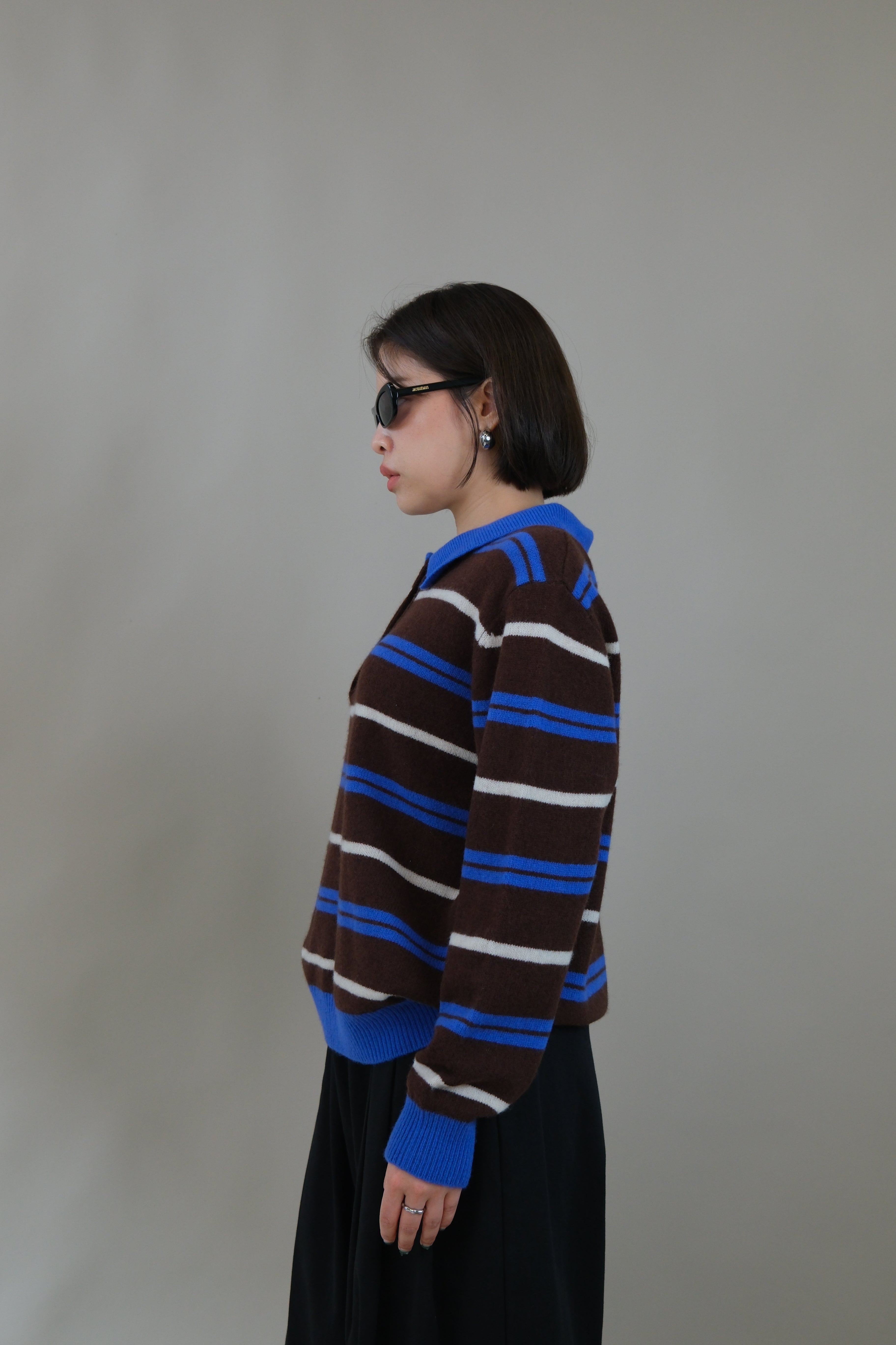 Yonni striped polo sweater