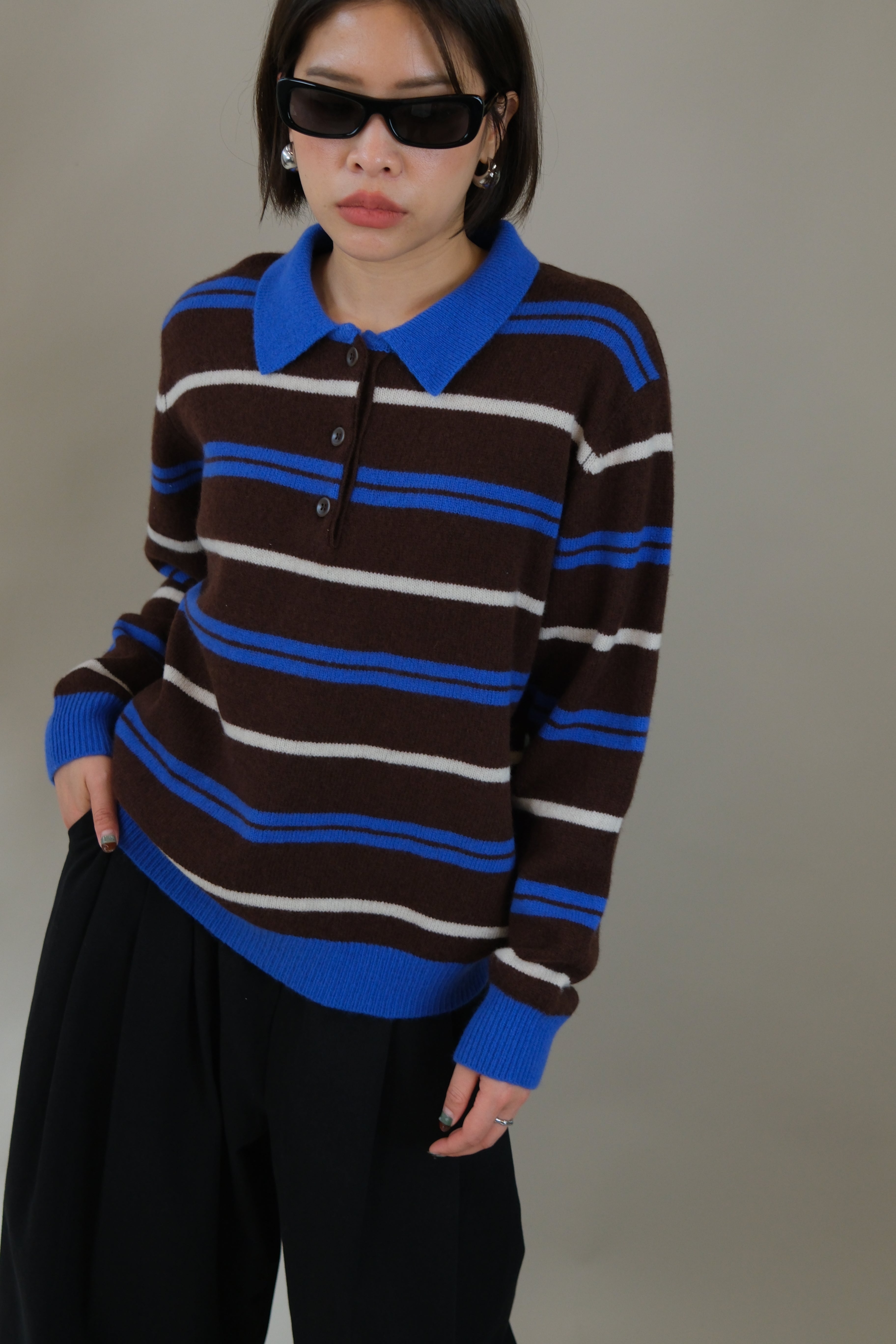 Yonni striped polo sweater