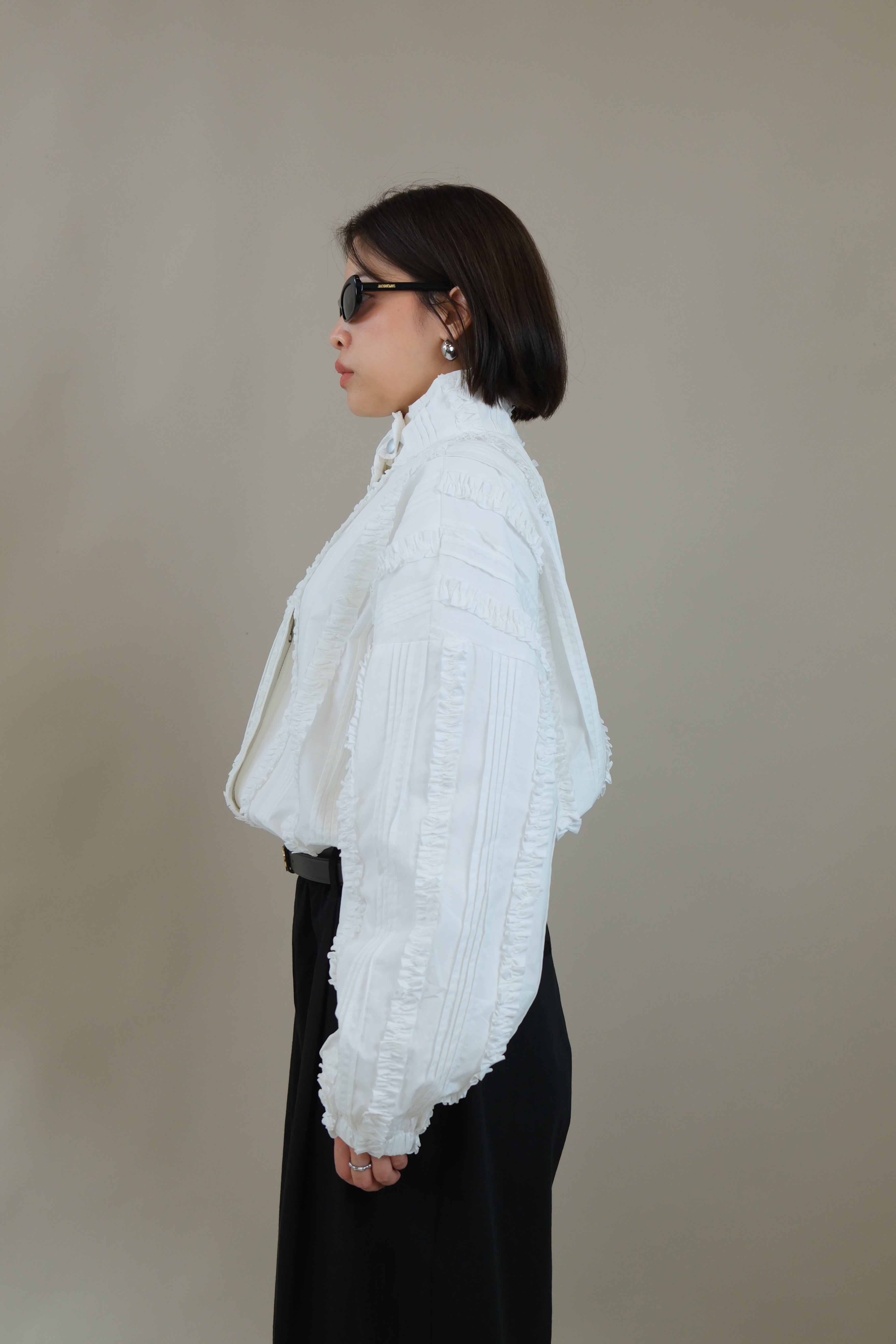 Ella ruffle bomber jacket
