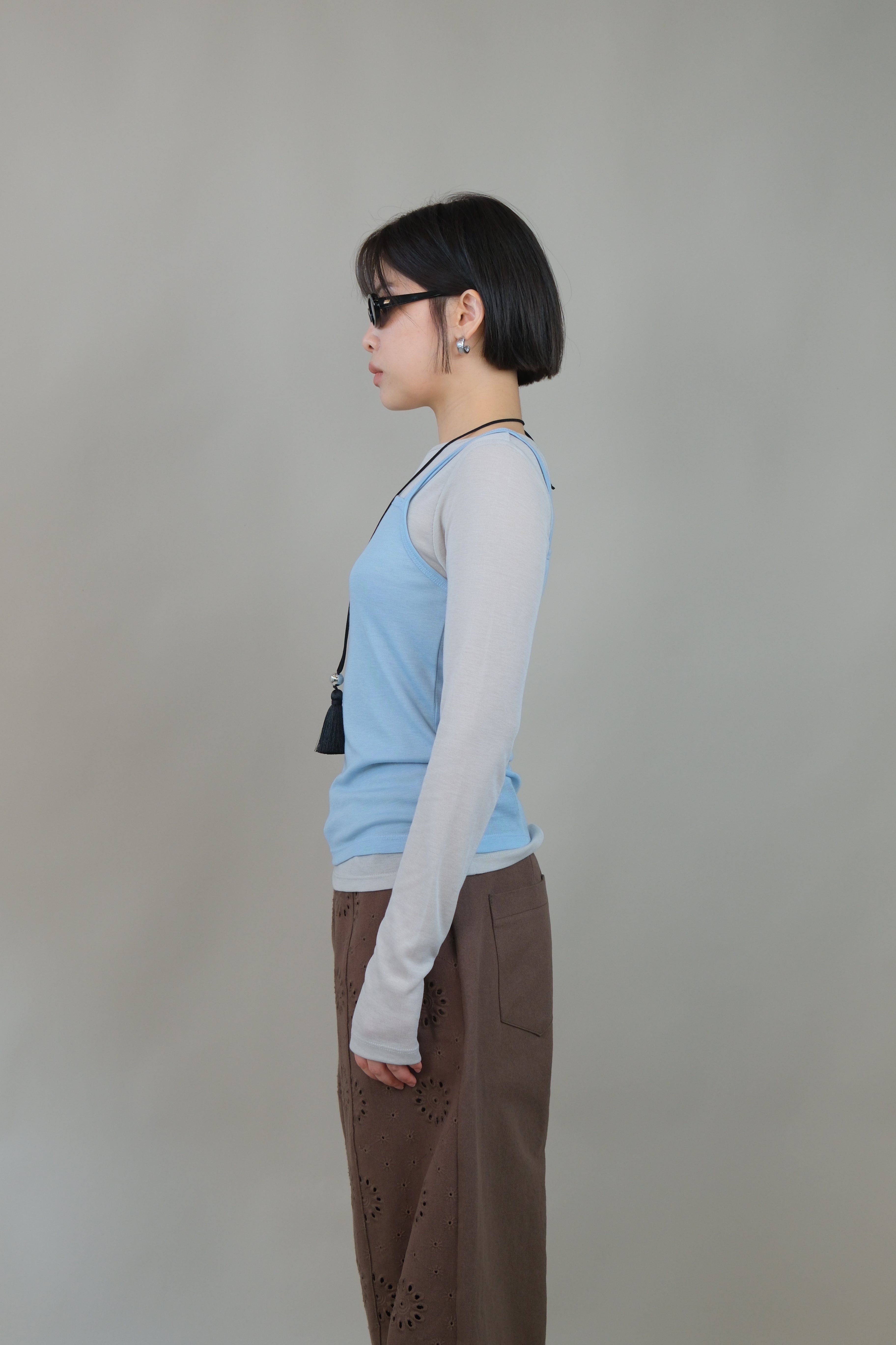 Clay Layered Camisole Long Sleeve Top