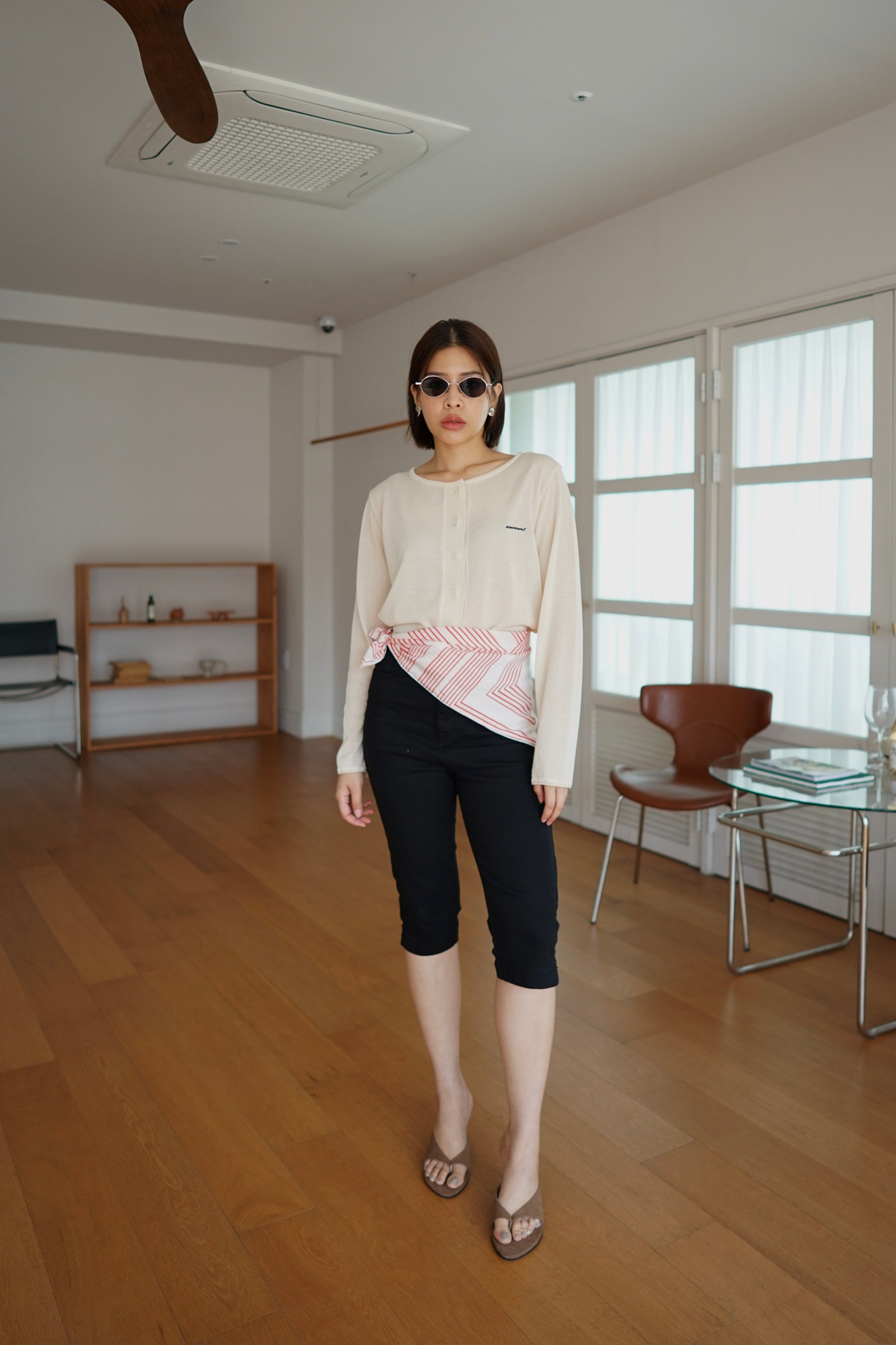 lightweight round neck cardigan