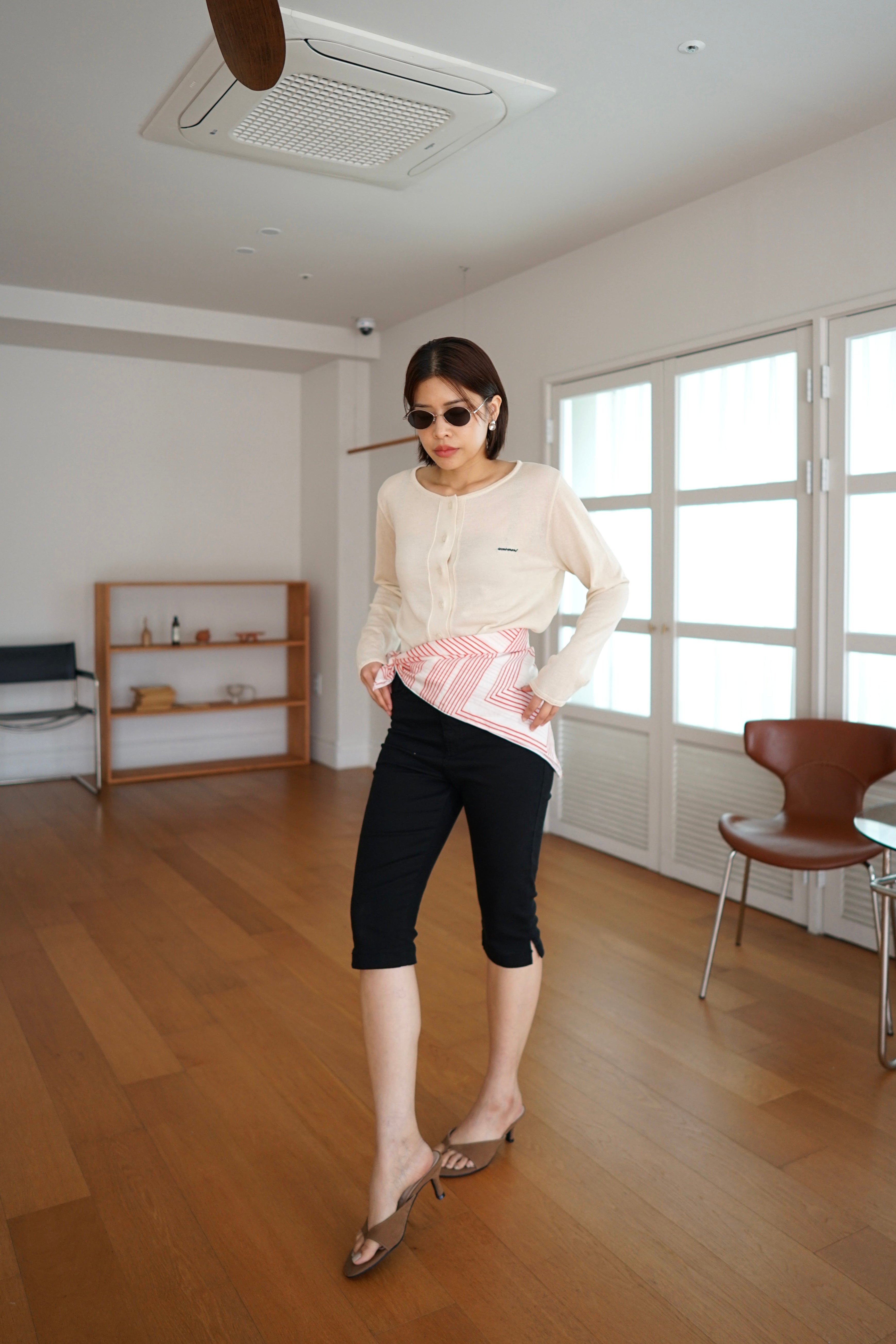 lightweight round neck cardigan