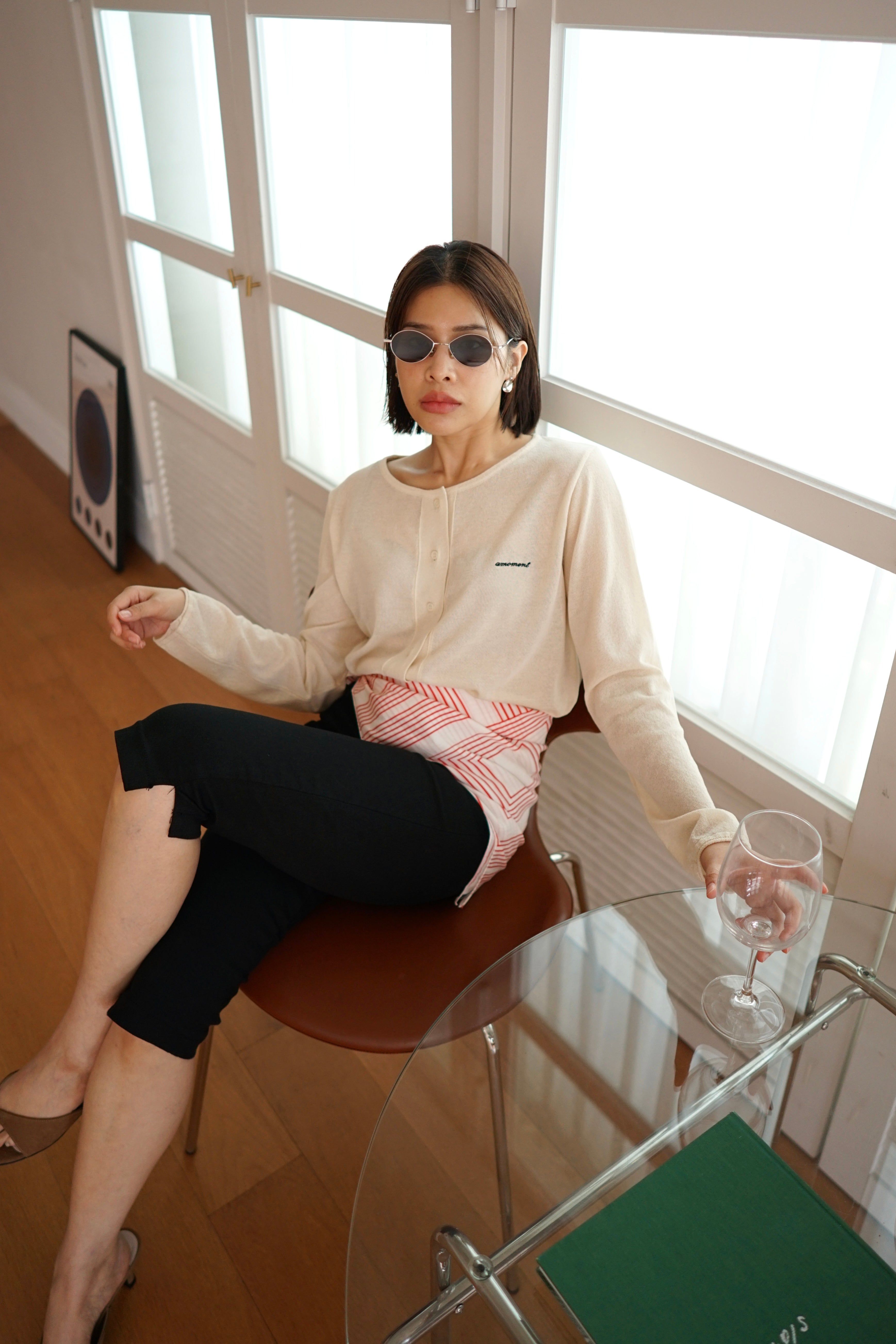 lightweight round neck cardigan