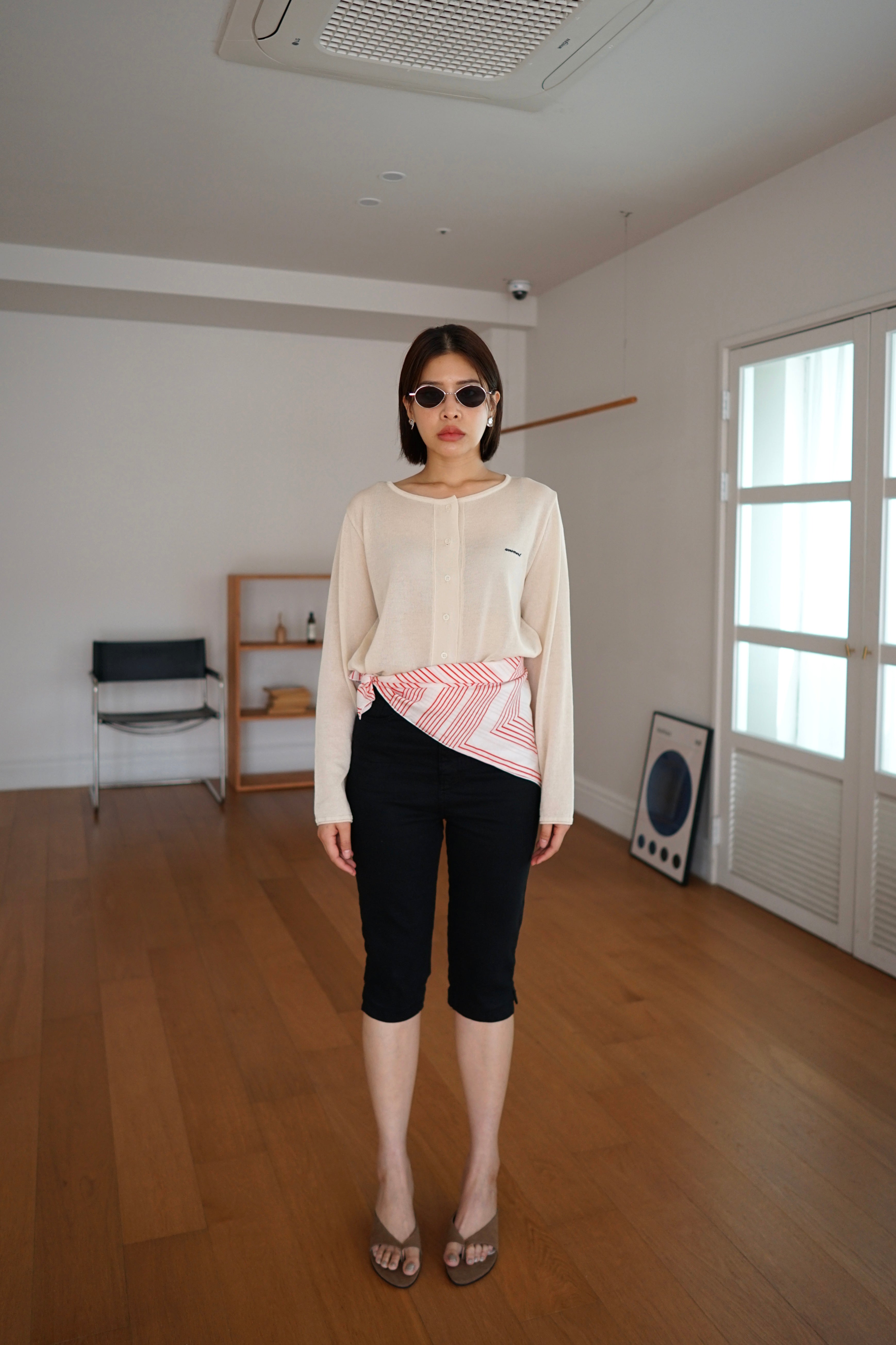 lightweight round neck cardigan